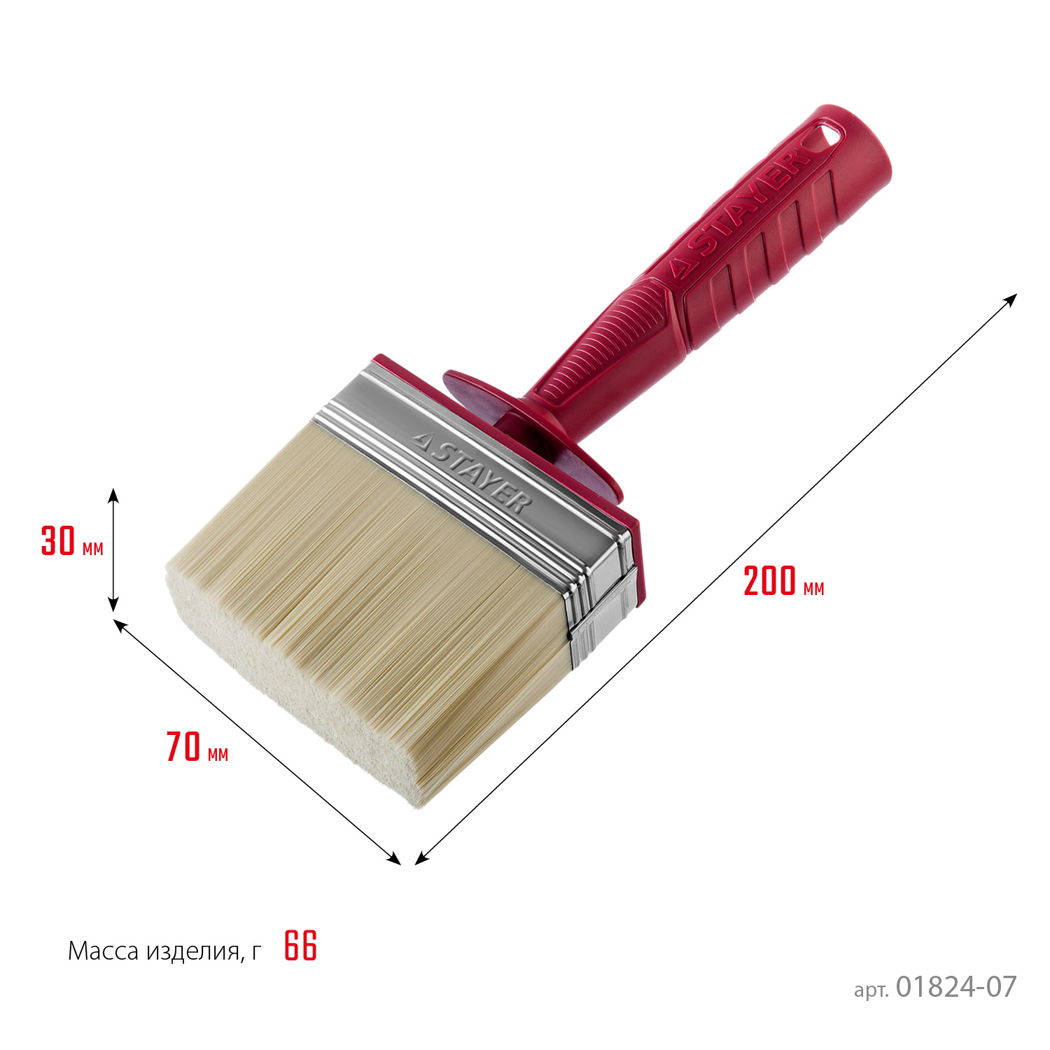 STAYER UNIVERSAL, 3 х 7 см, светлая щетина, пластмассовый корпус, все виды ЛКМ, макловица (01824-07) — фото 4