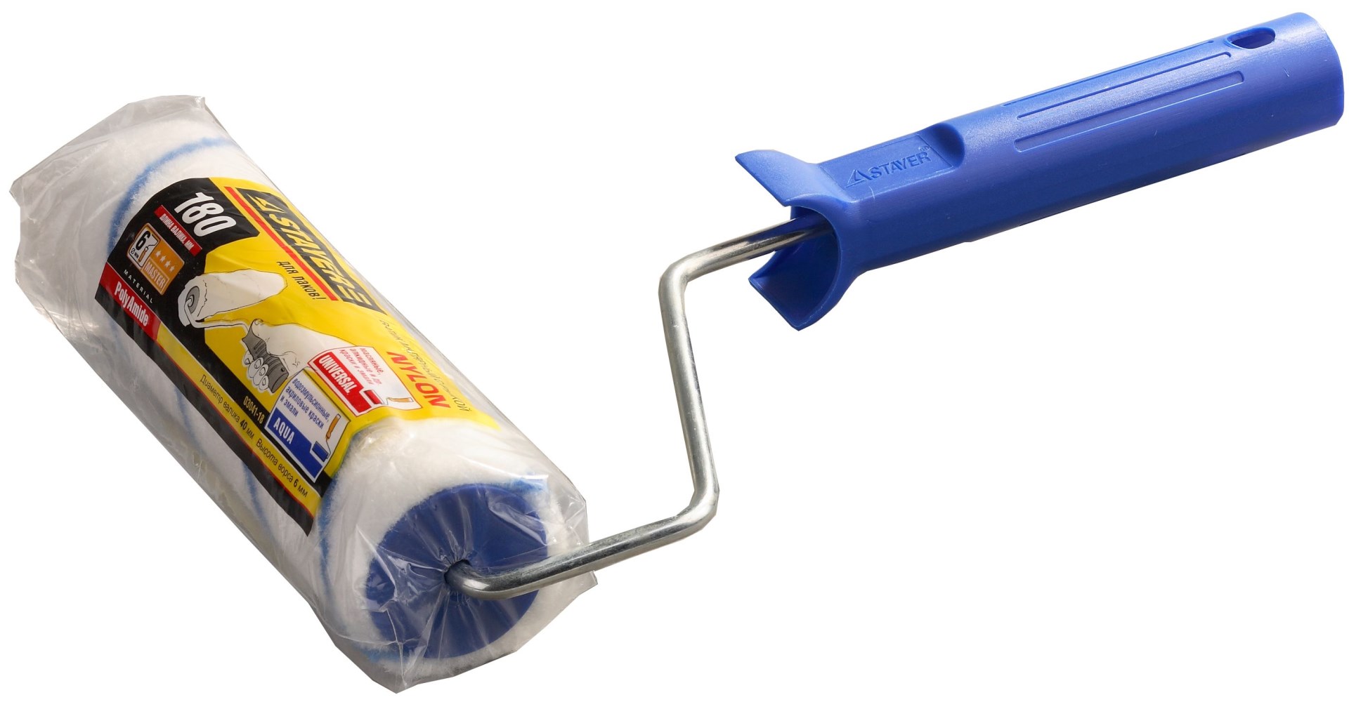 STAYER NYLON, 40 х 180 мм, бюгель 6 мм, ворс 6 мм, полиамид, для агрессивных сред, малярный ролик (02041-18) — фото 2