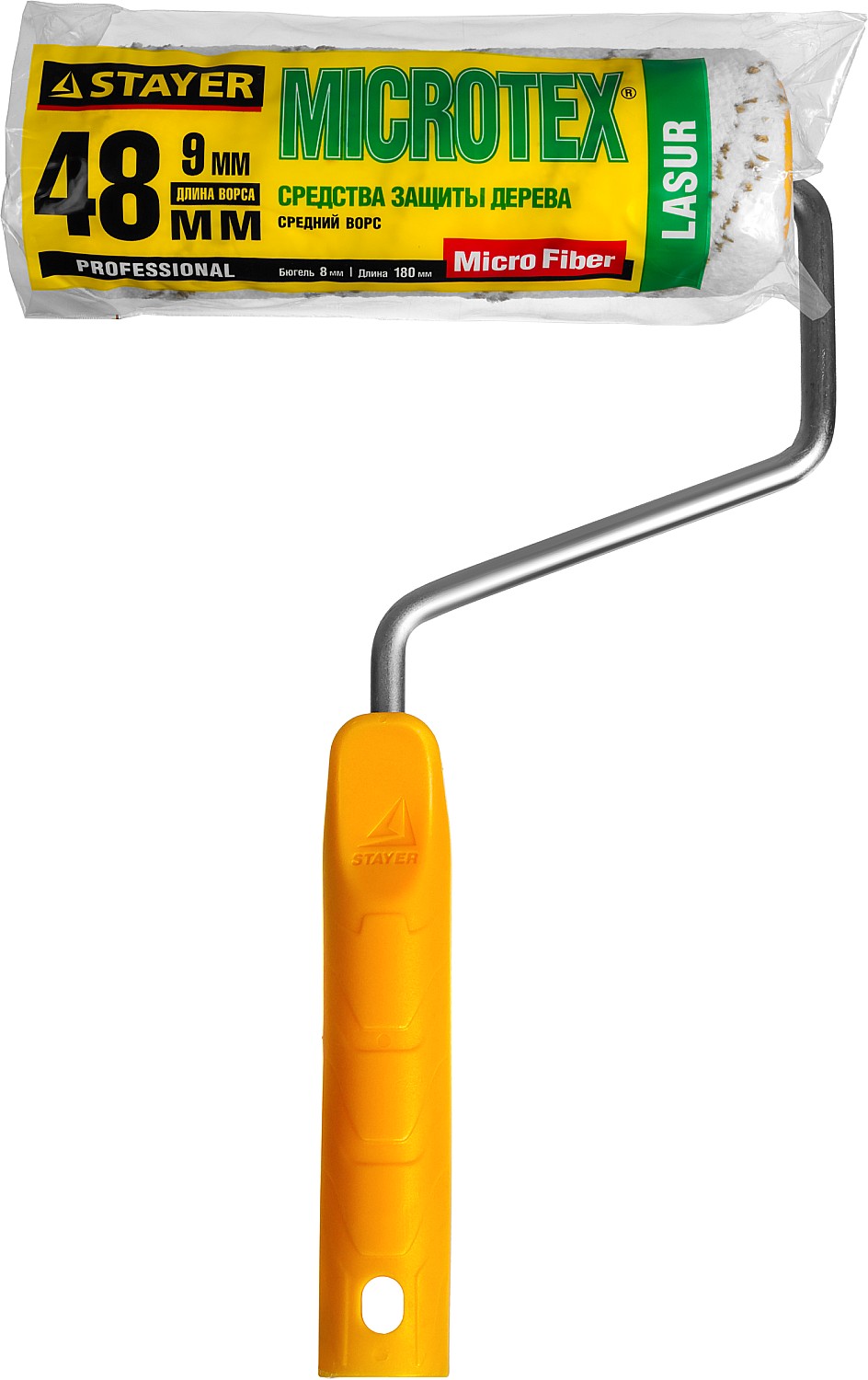 STAYER MICROTEX, 48 х 180 мм, бюгель 8 мм, ворс 9 мм, для агрессивных сред, малярный валик, Professional (0341-18) — фото 3
