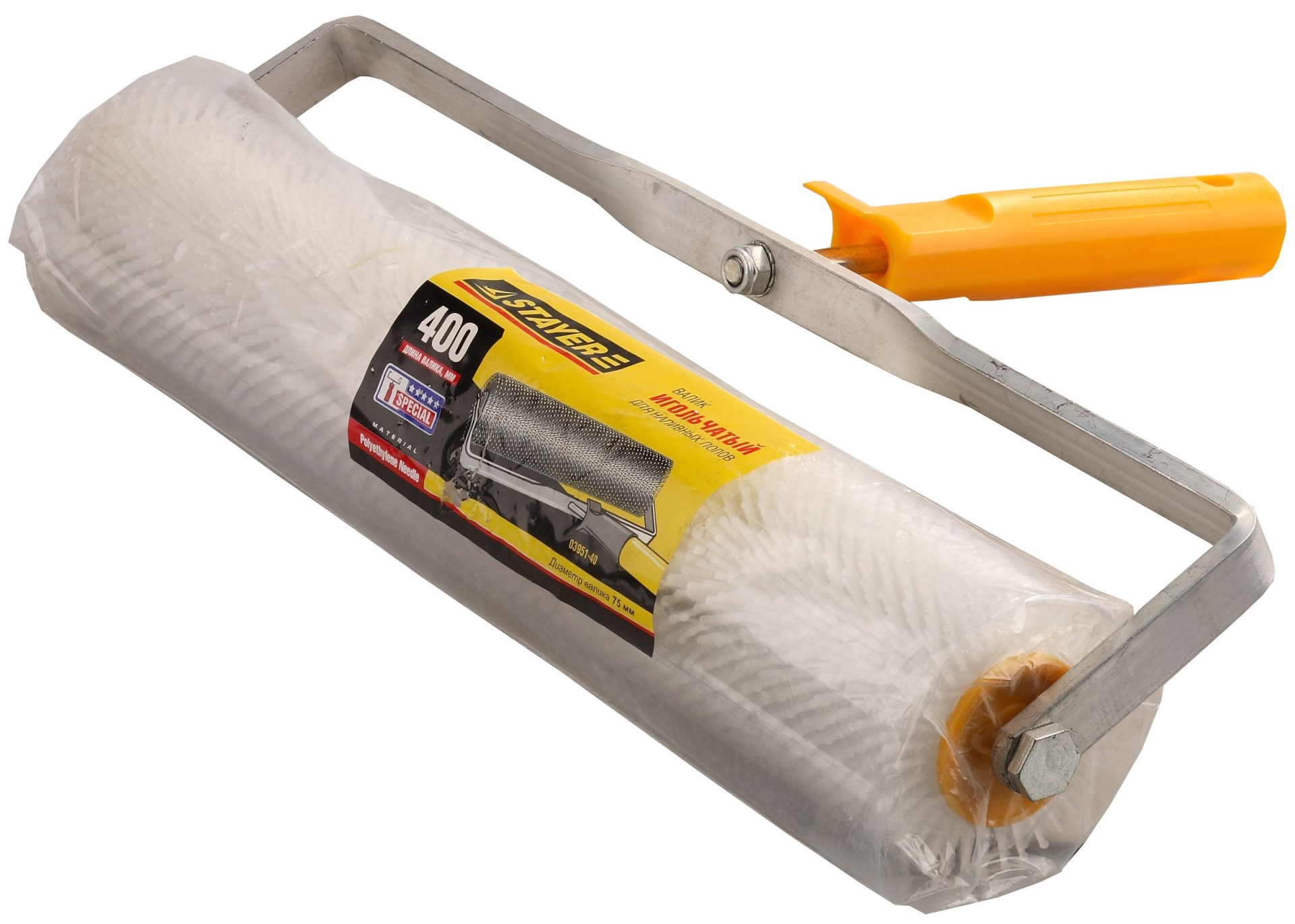 STAYER 75 х 400 мм, бюгель 8 мм, пластмассовые иглы, игольчатый валик для наливных полов в сборе, Professional (03951-40) — фото 2
