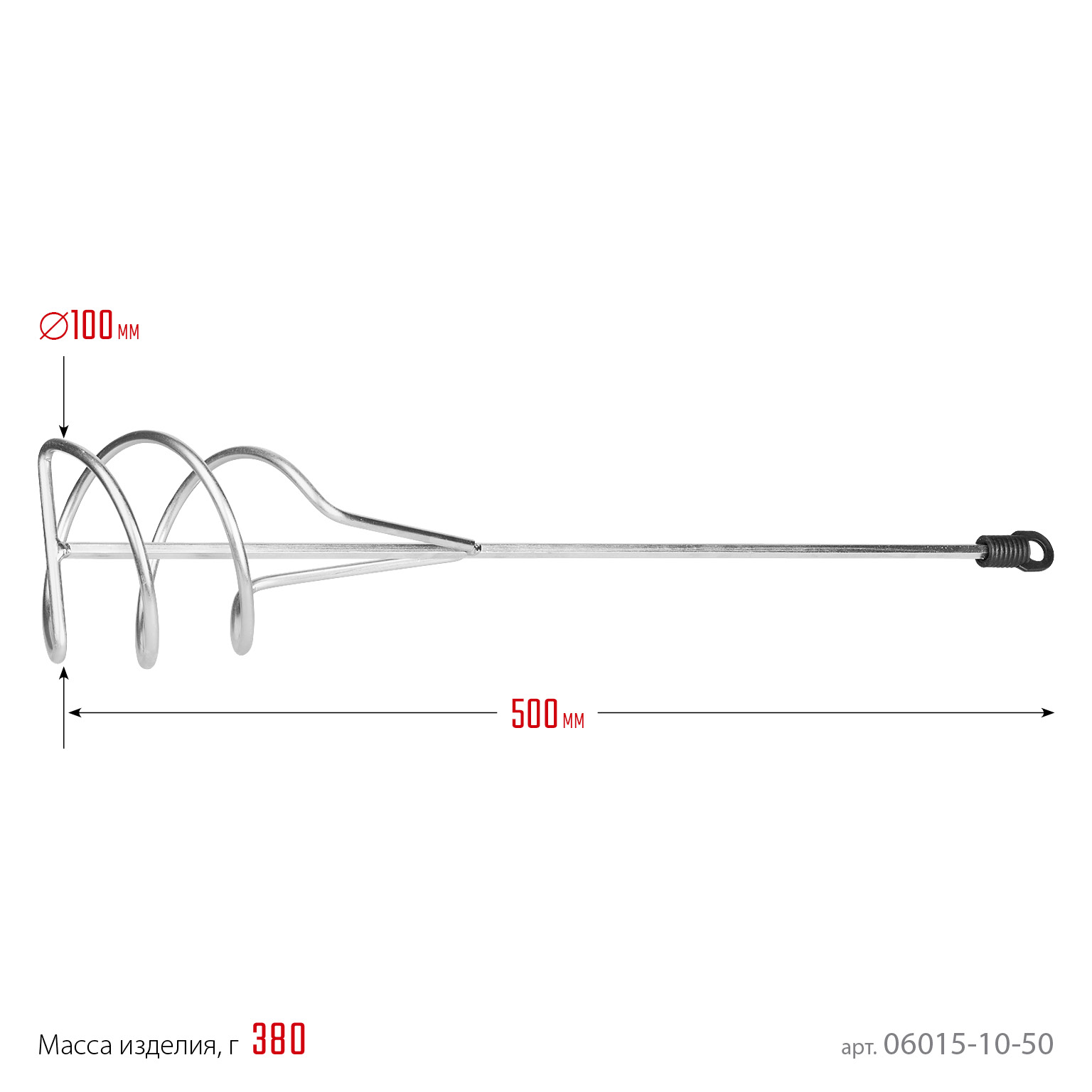 STAYER 100 х 500 мм, шестигранный хвостовик, оцинкованный, миксер для песчано-гипсовых смесей (06015-10-50) — фото 3