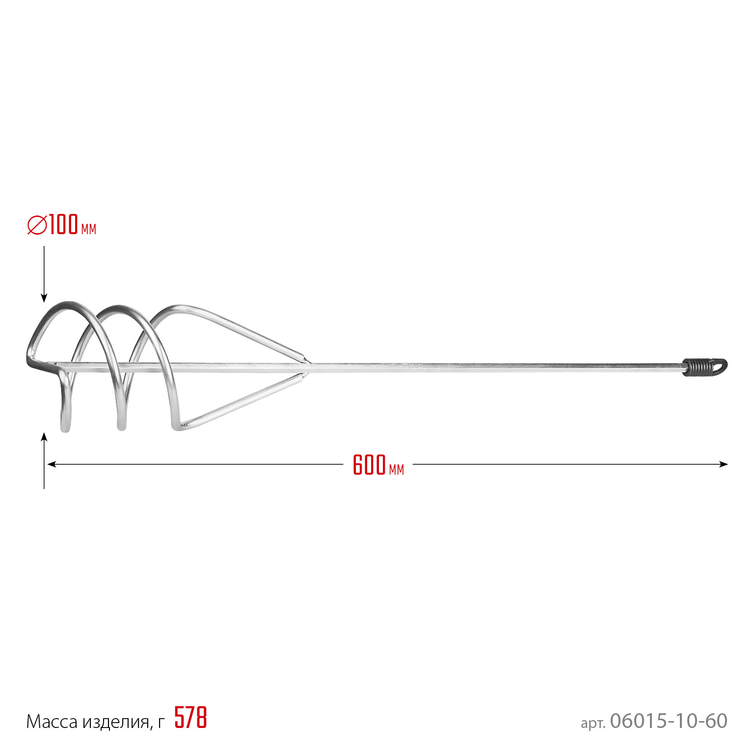 STAYER 100 х 600 мм, шестигранный хвостовик, оцинкованный, миксер для песчано-гипсовых смесей (06015-10-60) — фото 3