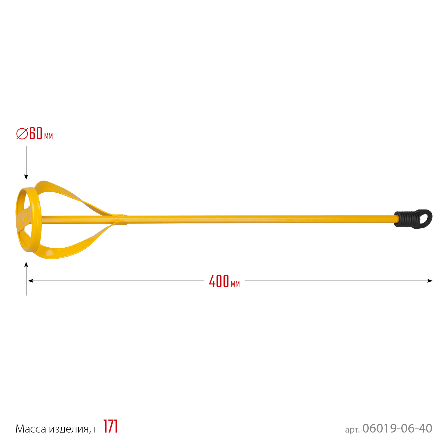 STAYER 60 х 400 мм, шестигранный хвостовик, металлический миксер для красок (06019-06-40) — фото 3
