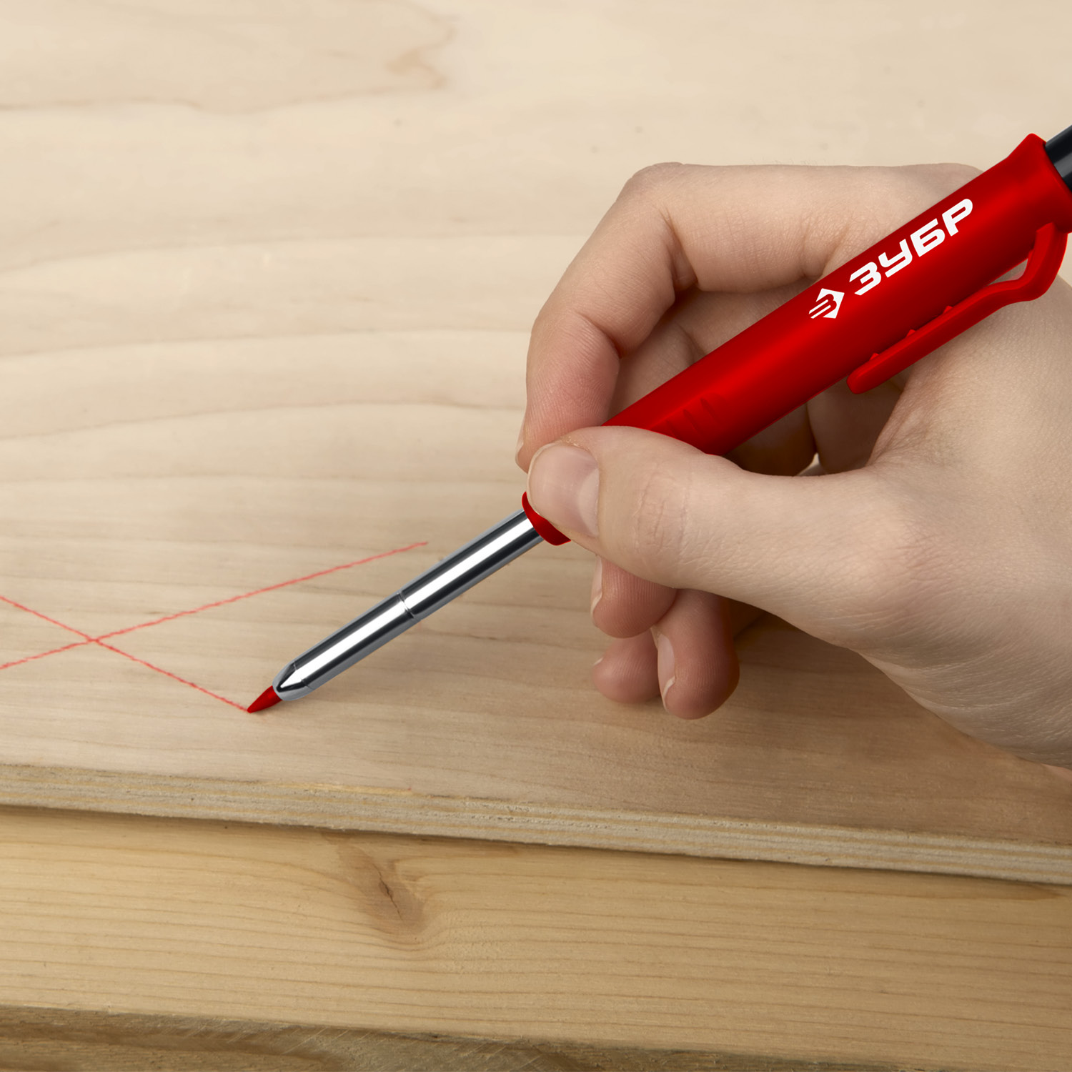 ЗУБР АСК красный, d 2,8 мм, HB, 6 сменных грифелей, автоматический карандаш (06311-3) — фото 9