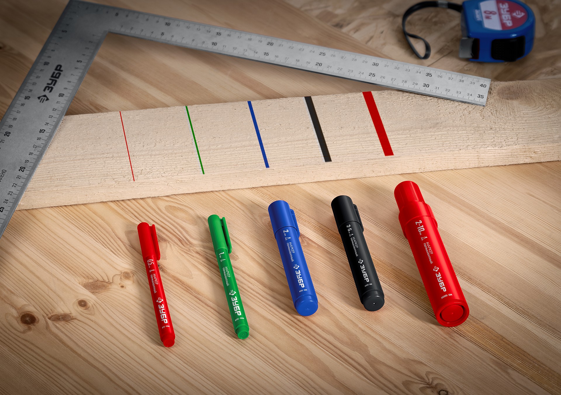 ЗУБР МП-100 зеленый, 1 мм перманентный маркер (06320-4) — фото 5