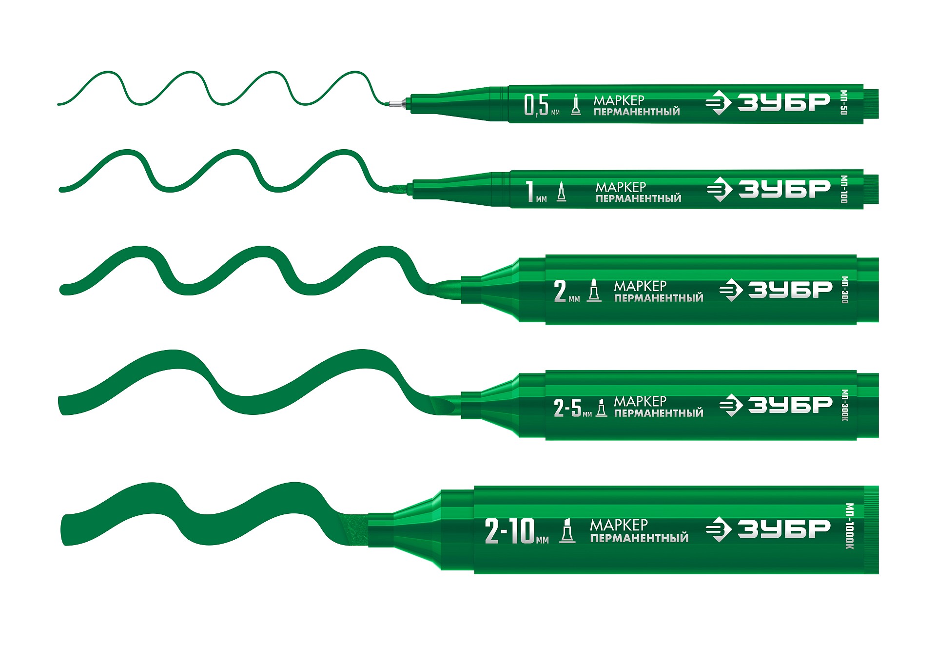 ЗУБР МП-100 зеленый, 1 мм перманентный маркер (06320-4) — фото 9