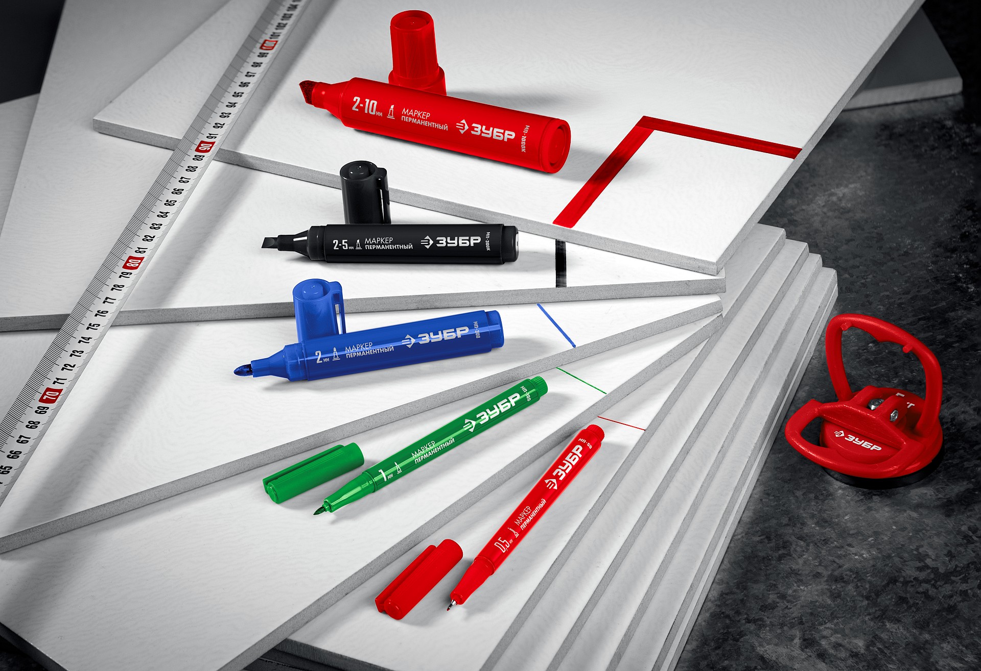 ЗУБР МП-300 красный, 2 мм перманентный маркер (06322-3) — фото 7