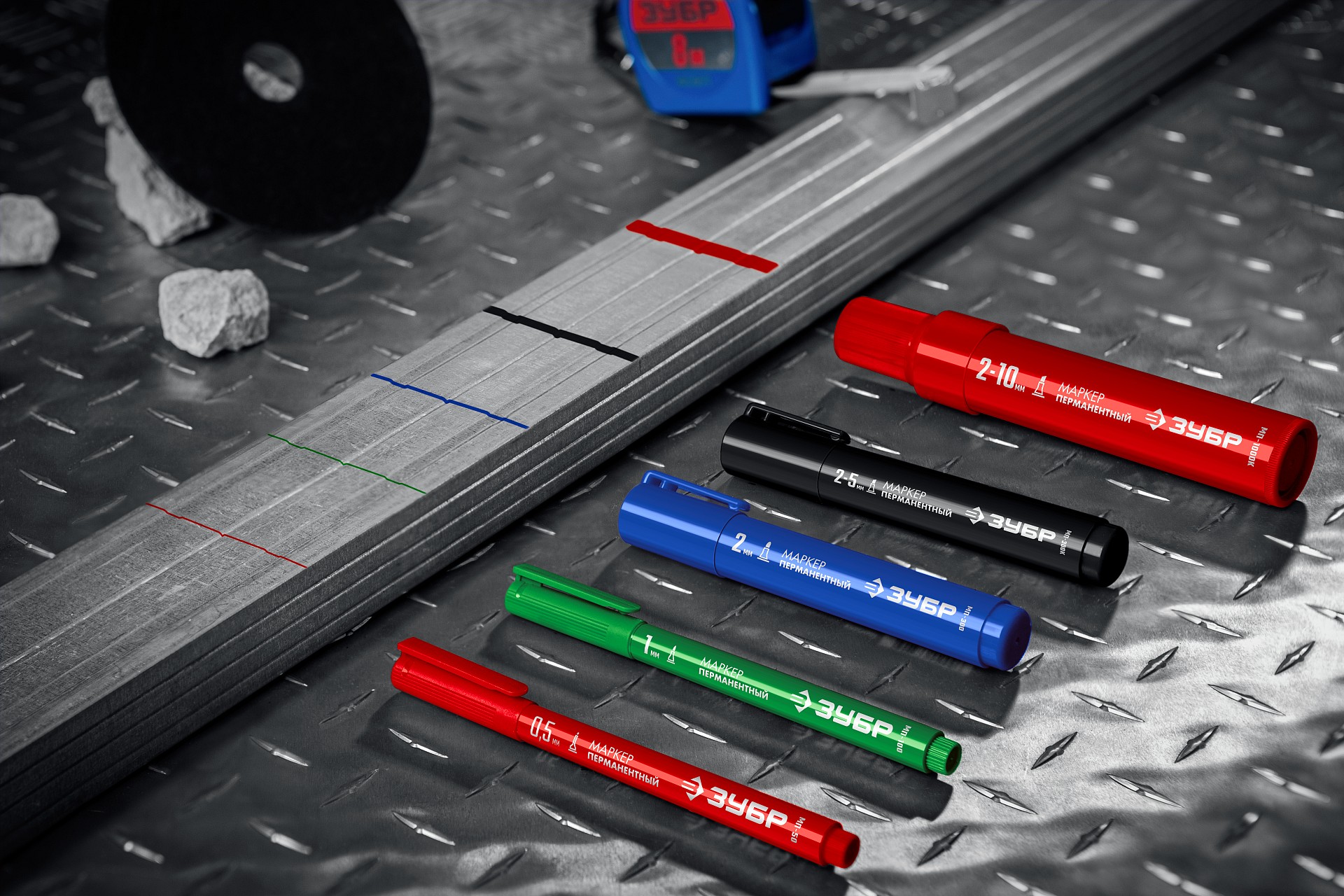 ЗУБР МП-300 зеленый, 2 мм перманентный маркер (06322-4) — фото 4