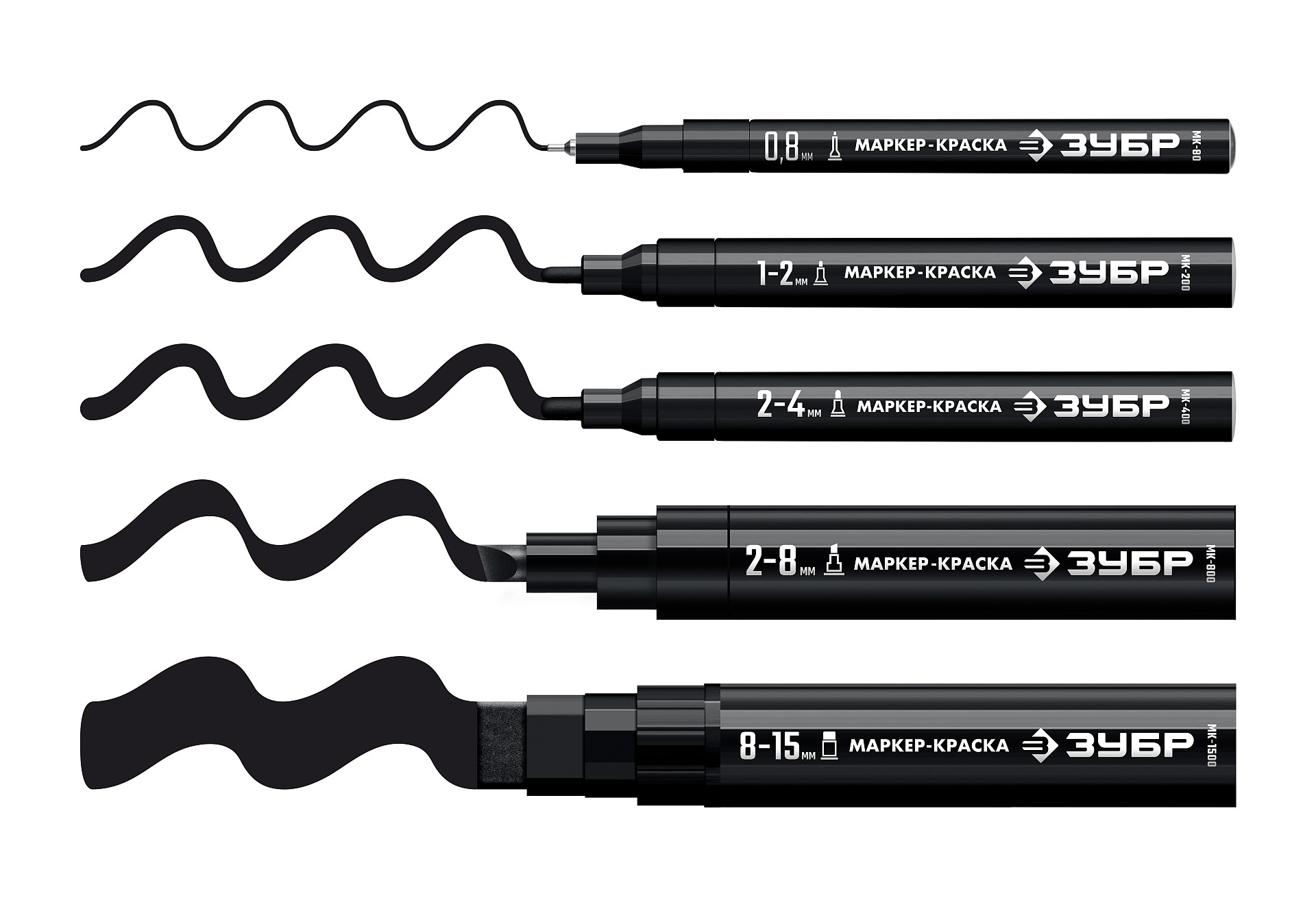 ЗУБР МК-800 черный, 2-8 мм клиновидный маркер-краска (06327-2) — фото 9