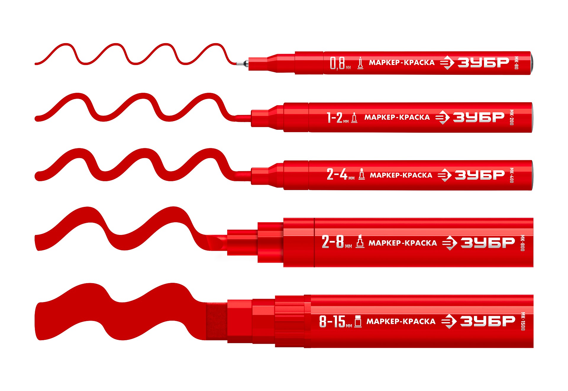 ЗУБР МК-800 красный, 2-8 мм клиновидный маркер-краска (06327-3) — фото 9