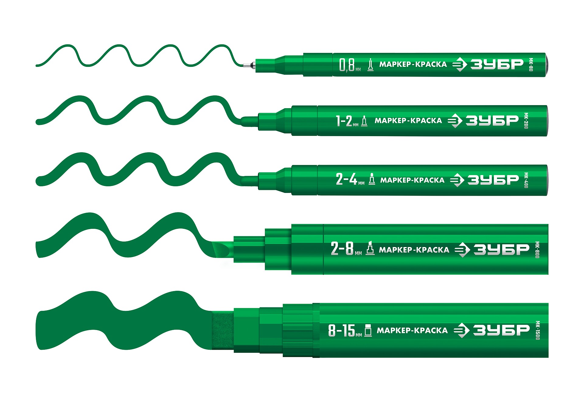 ЗУБР МК-800 зеленый, 2-8 мм клиновидный маркер-краска (06327-4) — фото 9