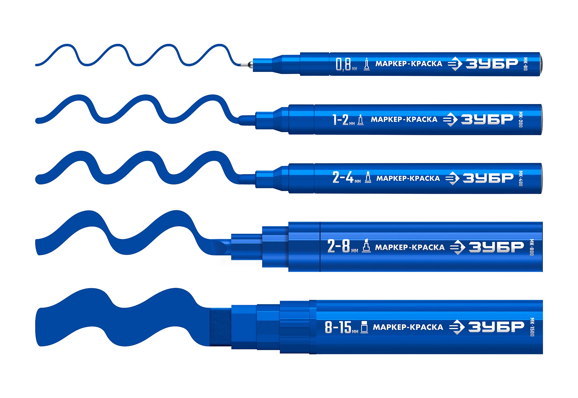 ЗУБР МК-800 синий, 2-8 мм клиновидный маркер-краска (06327-7) — фото 9