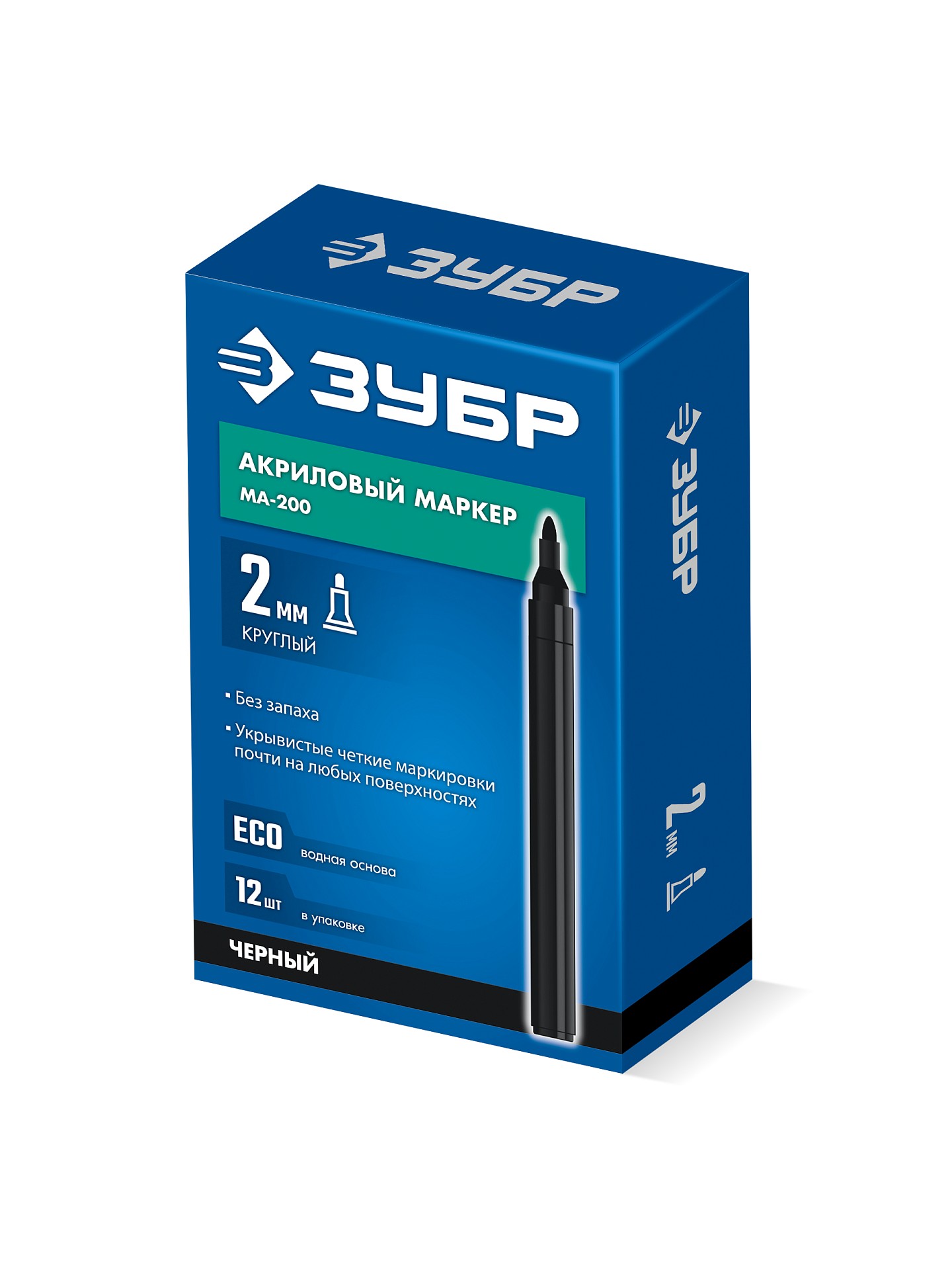 ЗУБР МА-200 черный, 2 мм акриловый маркер (06337-2) — фото 5