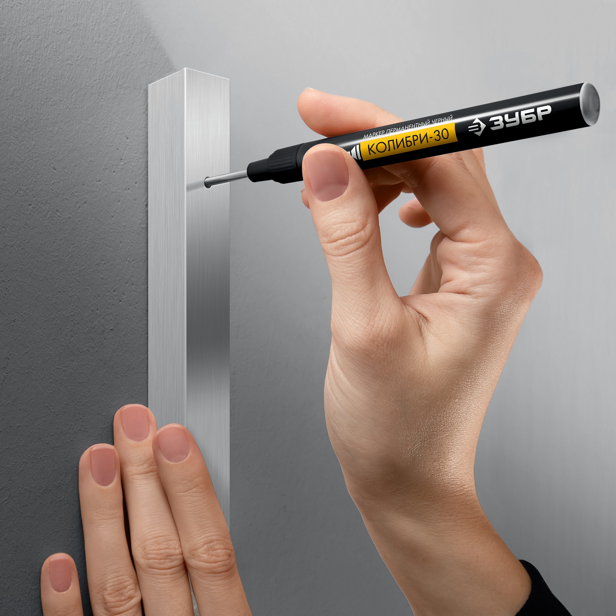 ЗУБР Колибри-30 черный, наконечник L 30 мм, d 3.0 мм, перманентный маркер для отверстий (06338-2) — фото 4
