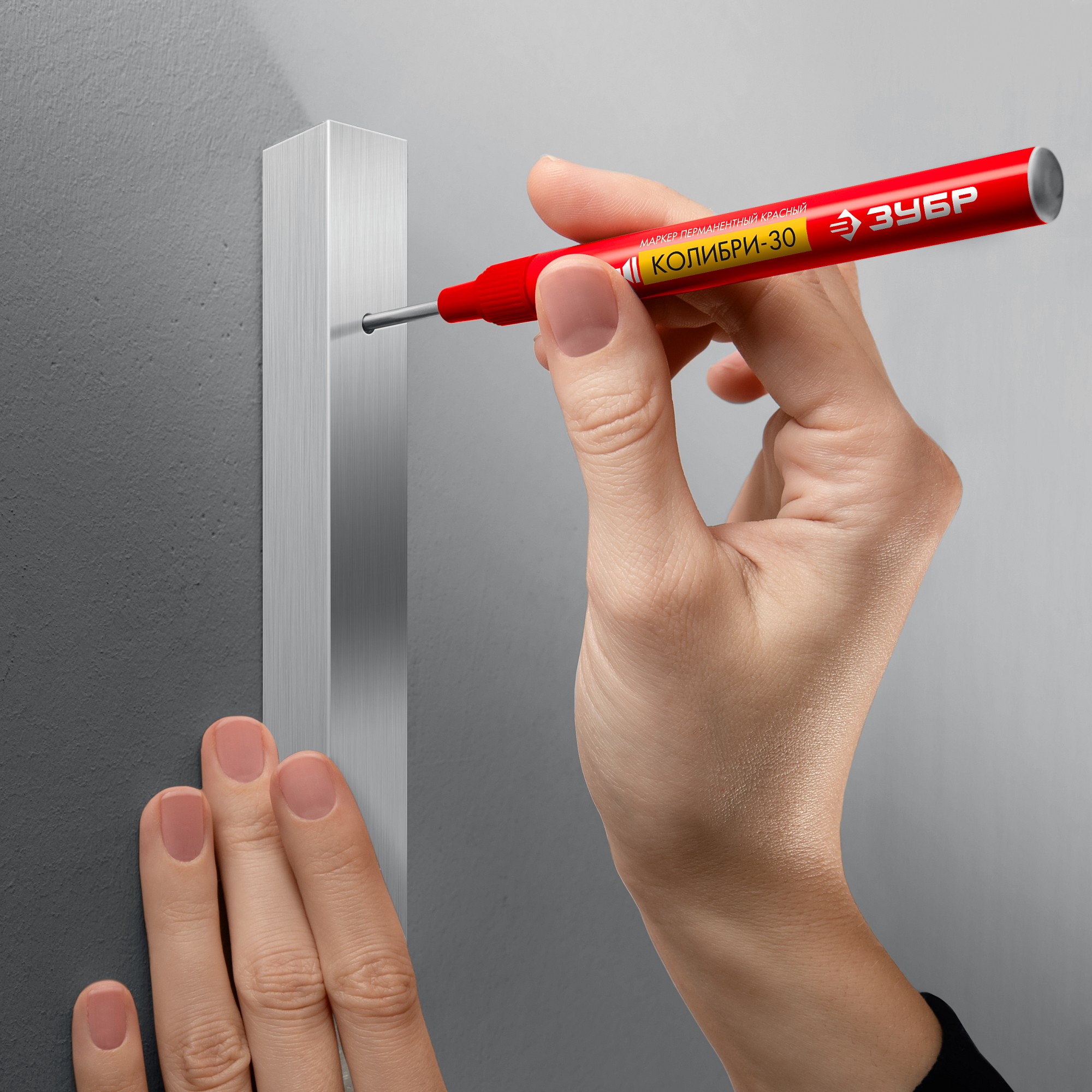 ЗУБР Колибри-30 красный, наконечник L 30 мм, d 3.0 мм, перманентный маркер для отверстий (06338-3) — фото 4