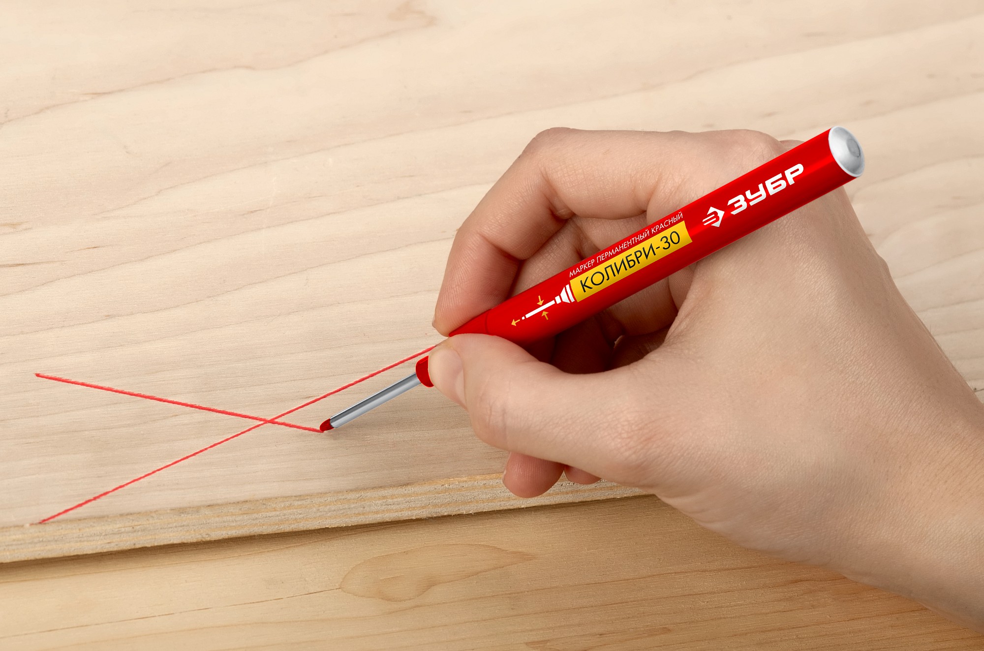 ЗУБР Колибри-30 красный, наконечник L 30 мм, d 3.0 мм, перманентный маркер для отверстий (06338-3) — фото 5