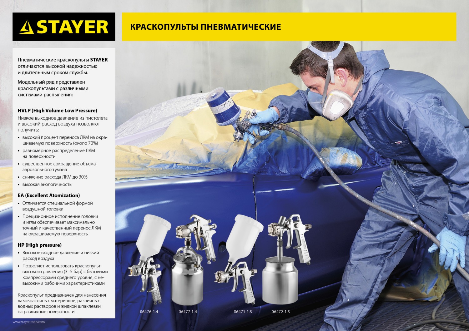 STAYER AirPro S, EA 1.4 мм, пневматический краскопульт с нижним бачком, Professional (06477-1.4) — фото 7