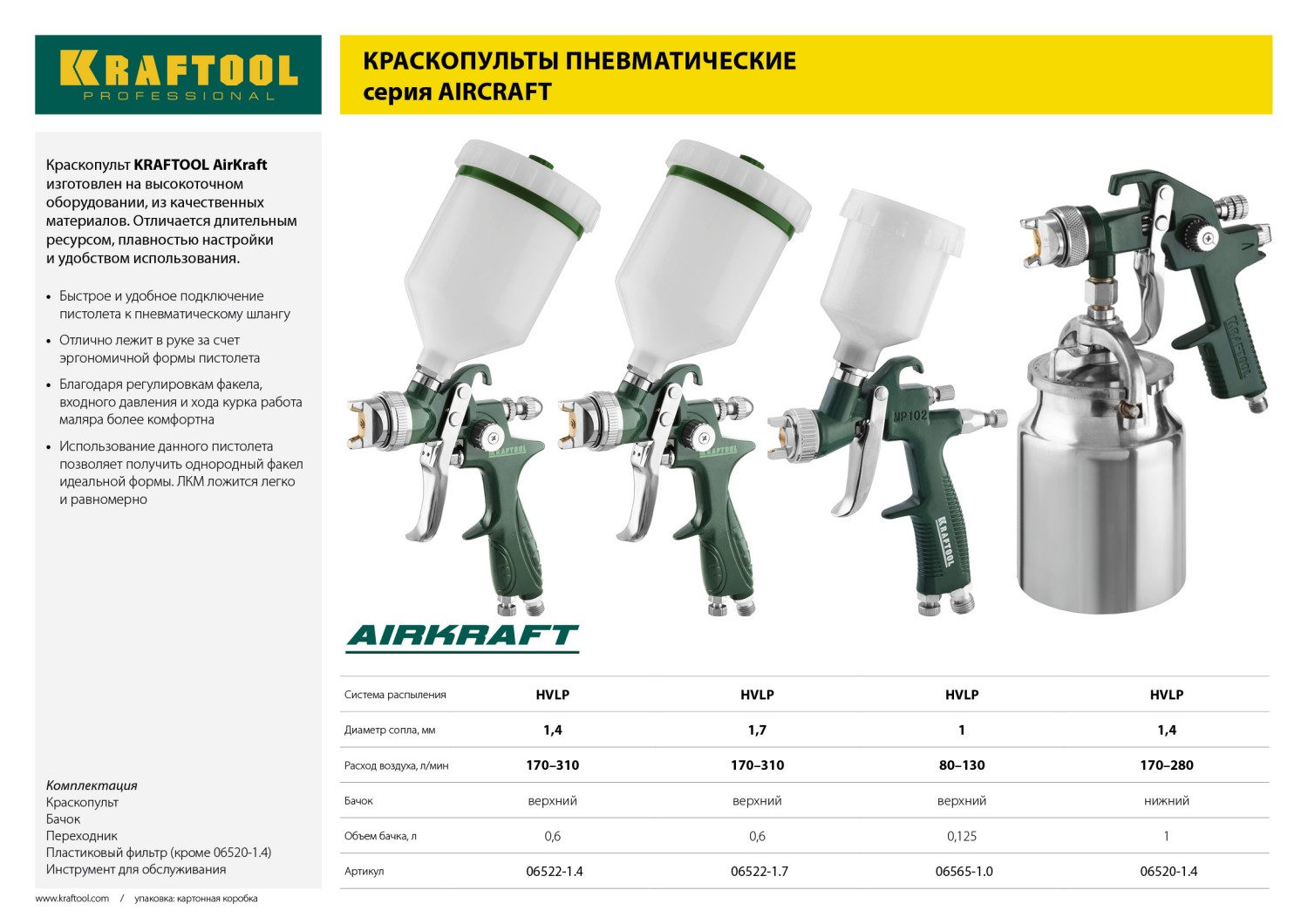 KRAFTOOL AIRKRAFT MINI, HVLP, 1 мм, пневматический краскопульт с верхним бачком (06565-1.0) — фото 8