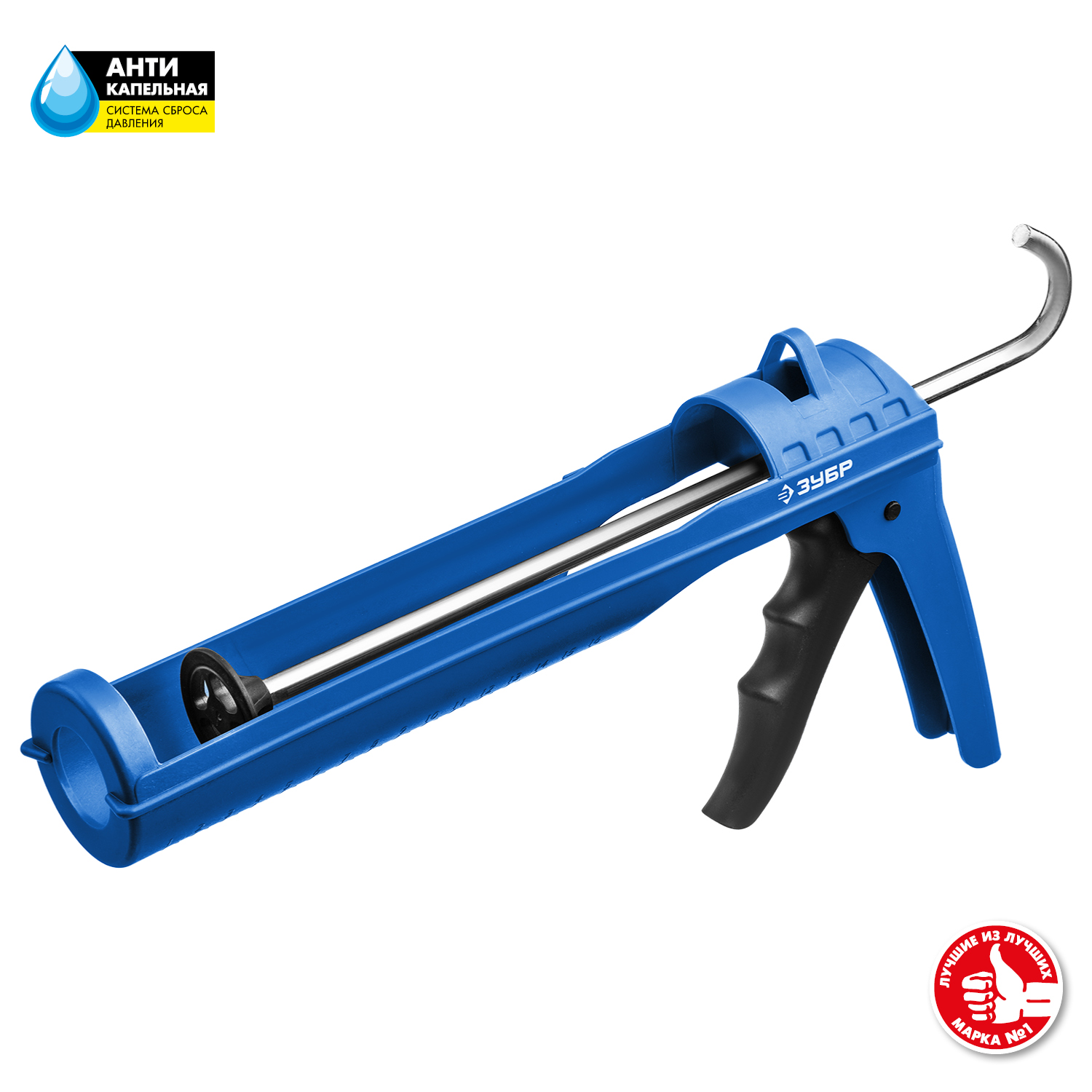ЗУБР 310 мл, антикапельная система, легкий полукорпусной пистолет для герметика (06627) — фото 2