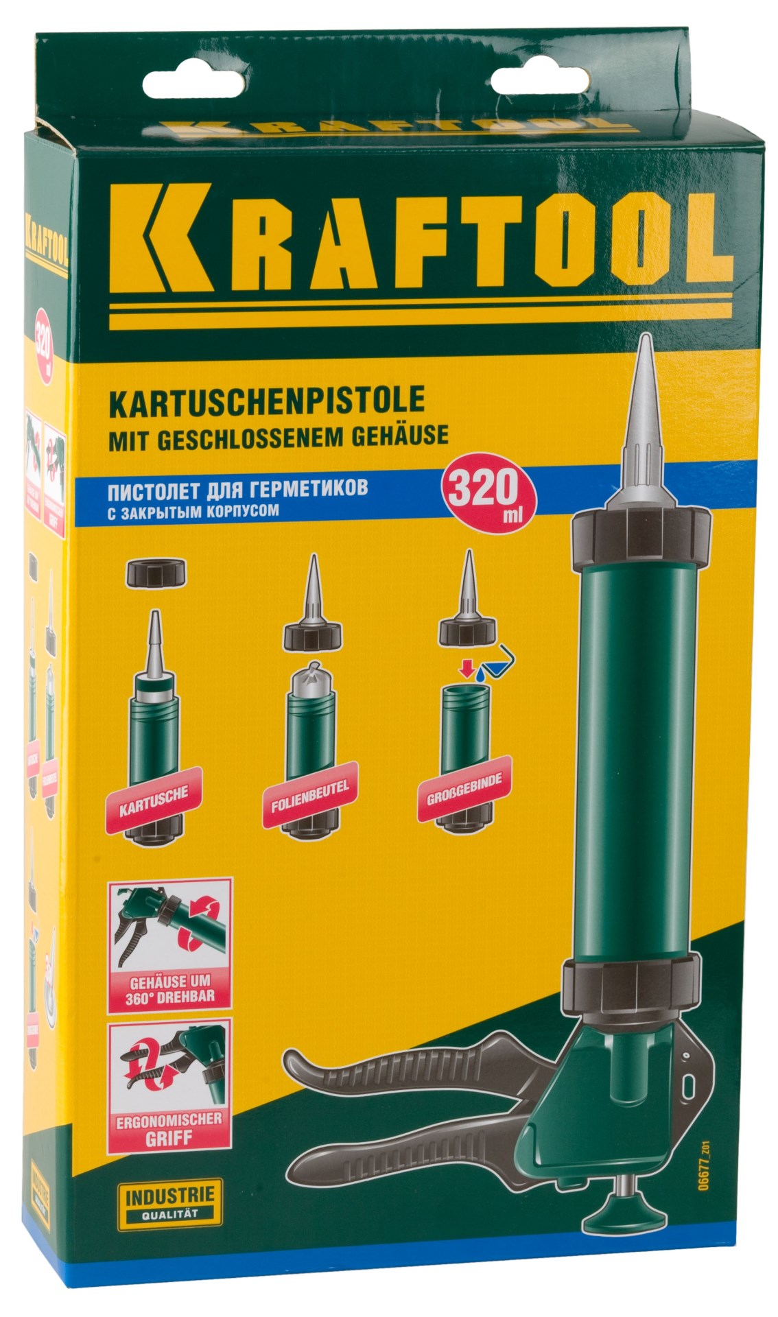 KRAFTOOL 320 мл, прямой забор, закрытый пистолет для герметика (06677) — фото 3