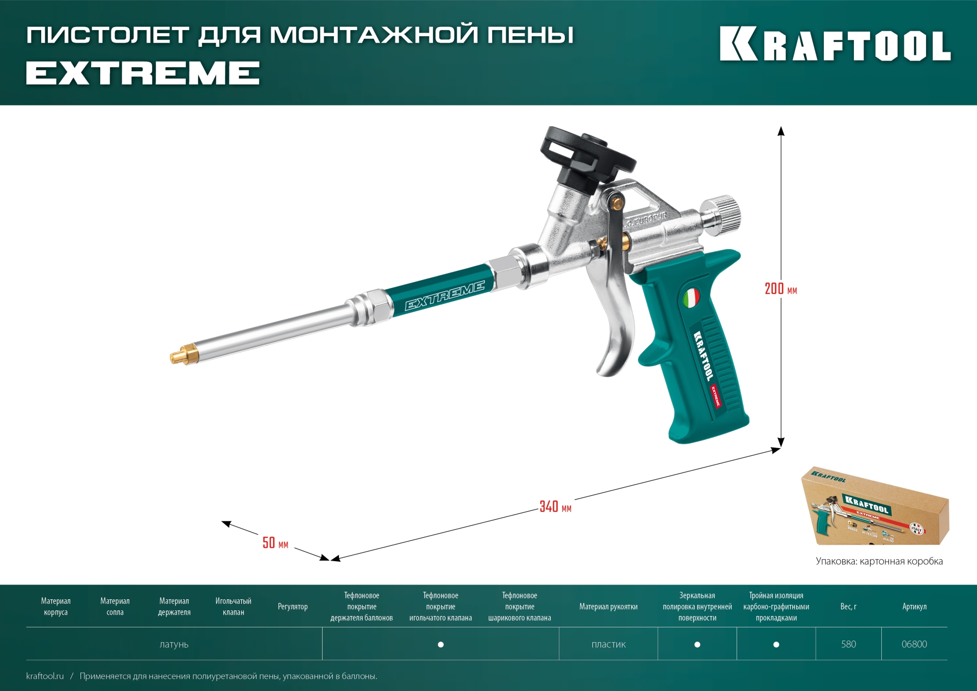 KRAFTOOL EXTREME, полностью разборный обслуживаемый пистолет для монтажной пены (06800) — фото 13