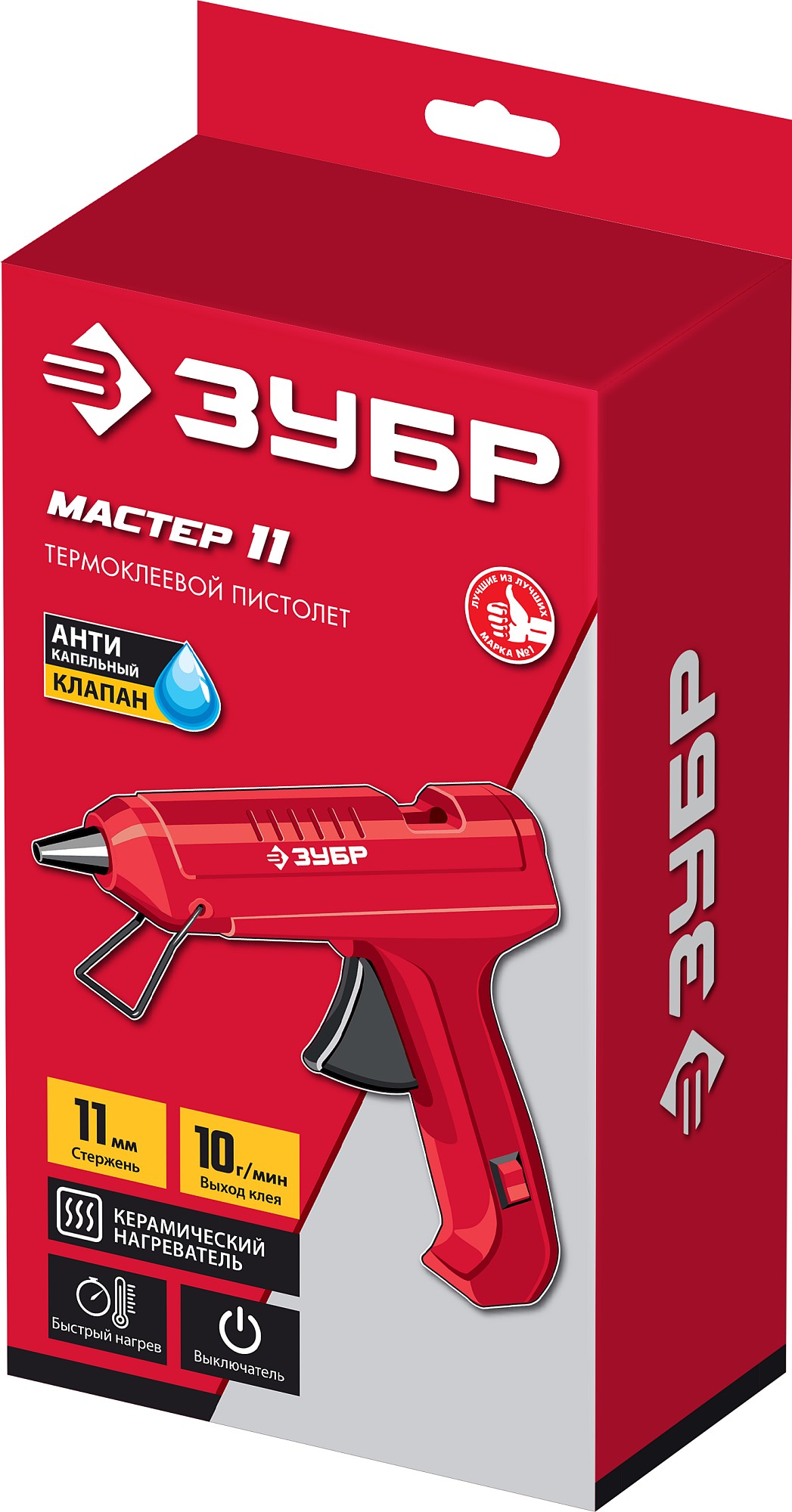 ЗУБР d 11 мм, выход клея 10 г/мин, электрический термоклеевой пистолет (06851-11) — фото 9
