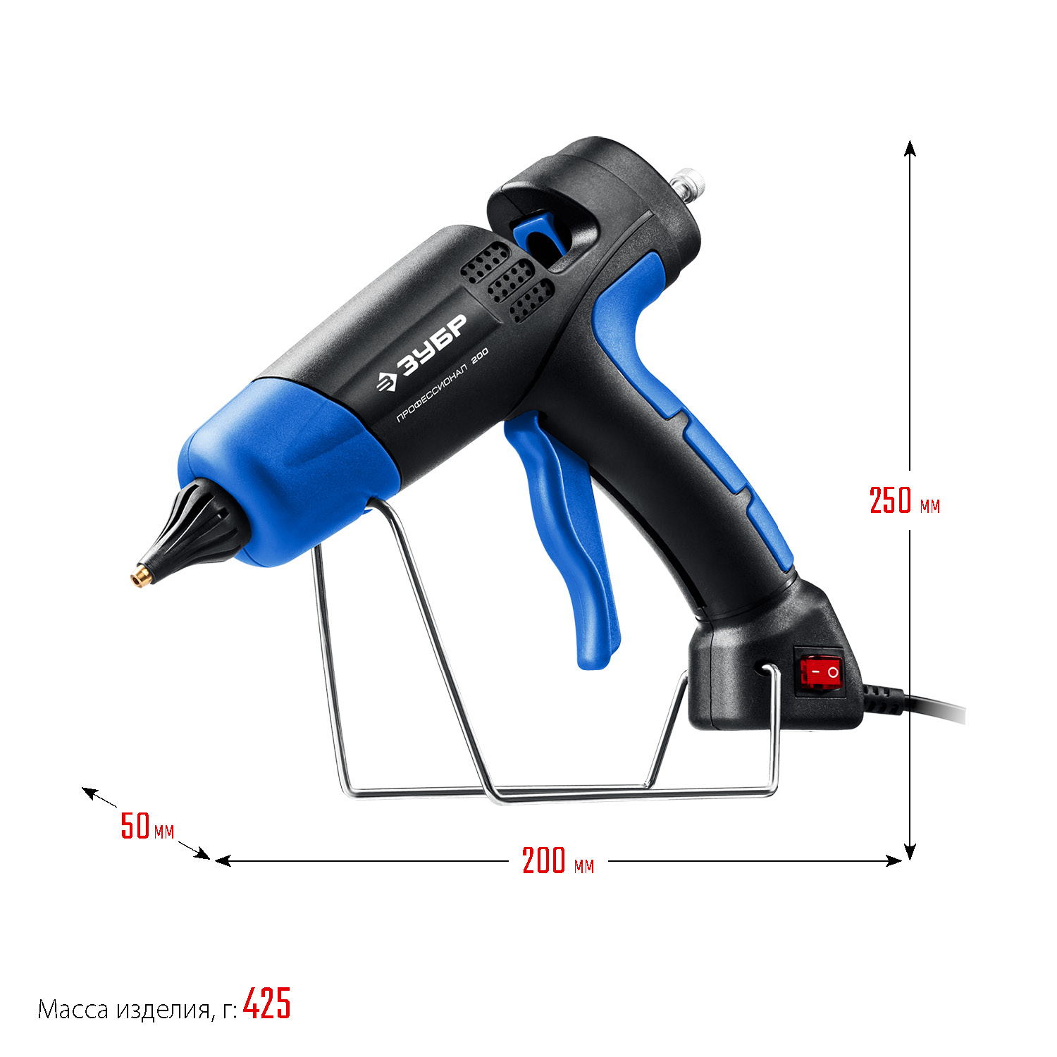 ЗУБР 200, d 11 мм, 20 г/мин, электрический термоклеевой пистолет, Профессионал (06852-11) — фото 13