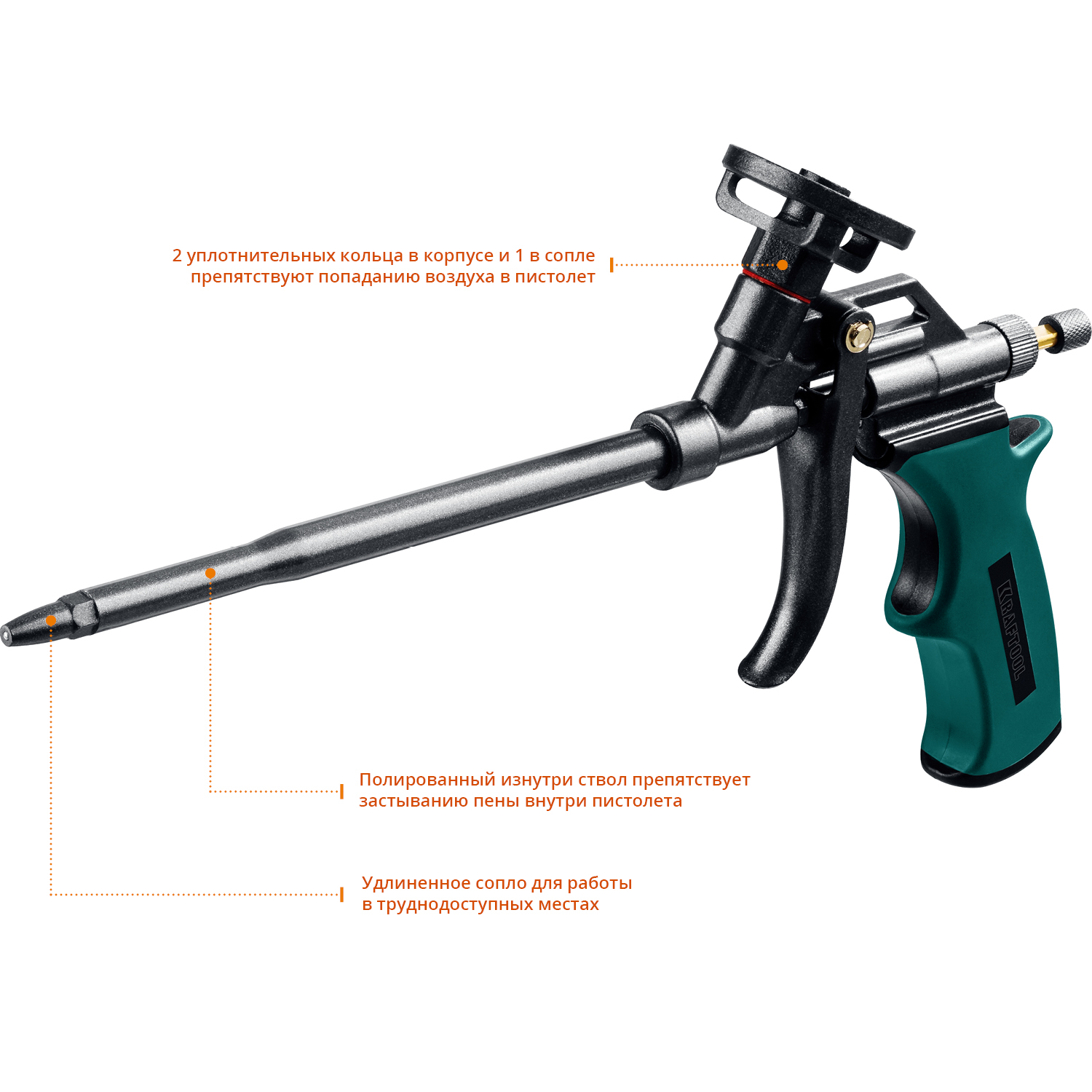 KRAFTOOL Panther, тефлоновый пистолет для монтажной пены (06855) — фото 4