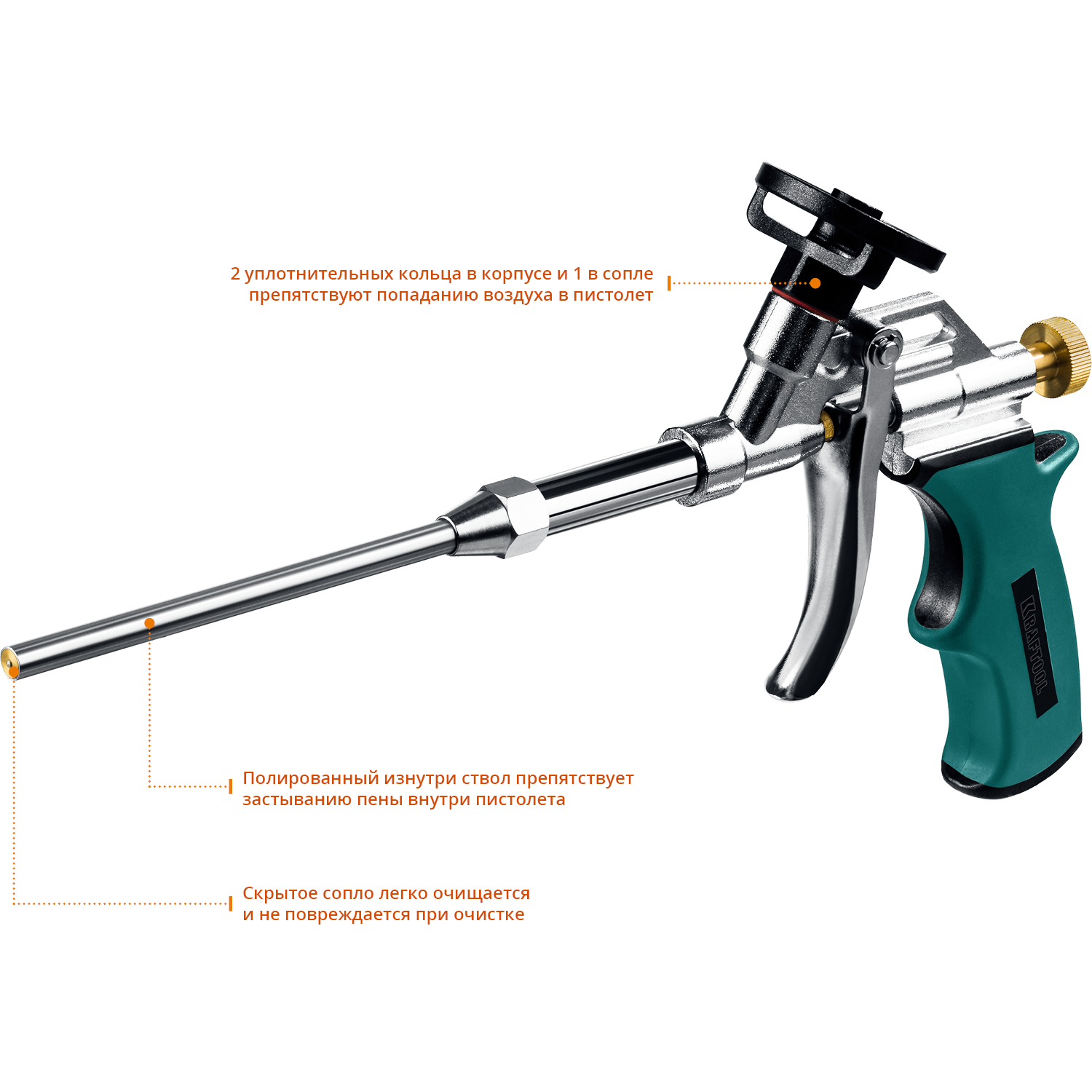 KRAFTOOL ProKraft, тефлоновый пистолет для монтажной пены (0685) — фото 4
