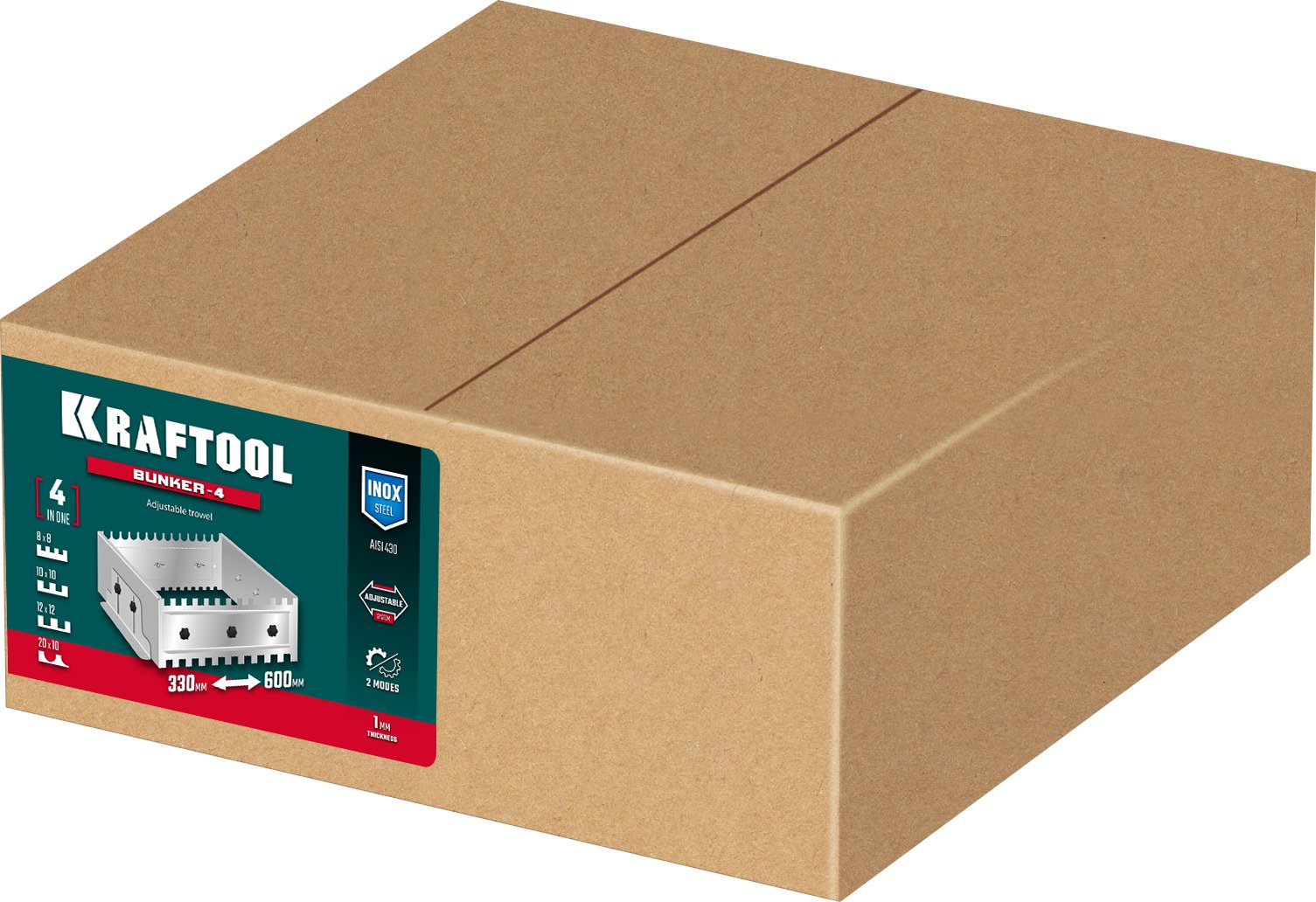 KRAFTOOL BUNKER-4 зуб 8, 10, 12 мм, полукруг 10х20 мм, нерж. сталь, Раздвижная гребенка для плитки (08081) — фото 11