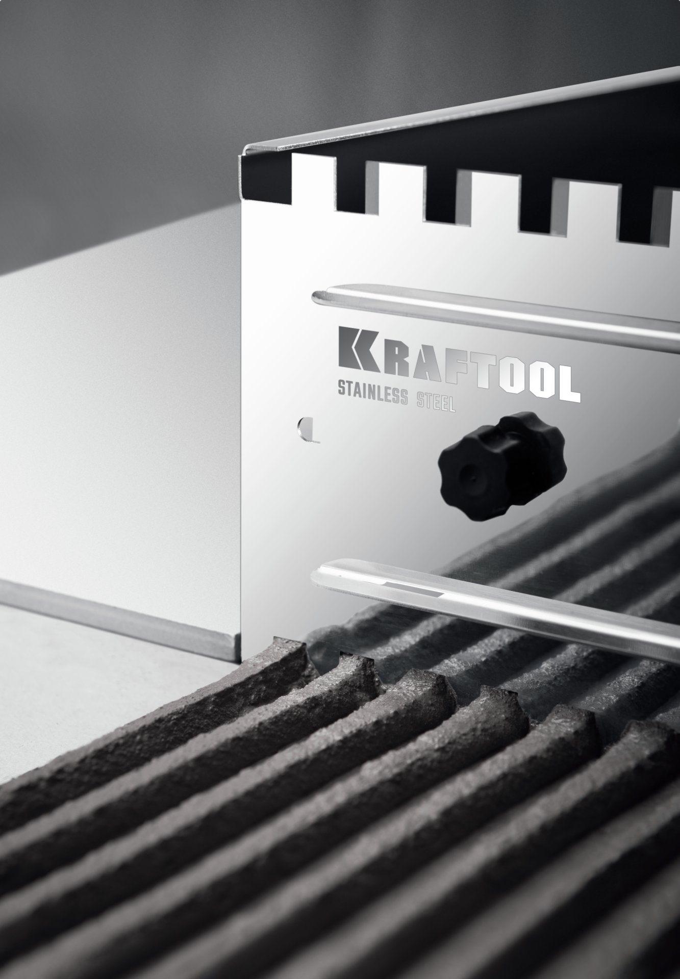 KRAFTOOL BUNKER-4 зуб 8, 10, 12 мм, полукруг 10х20 мм, нерж. сталь, Раздвижная гребенка для плитки (08081) — фото 10