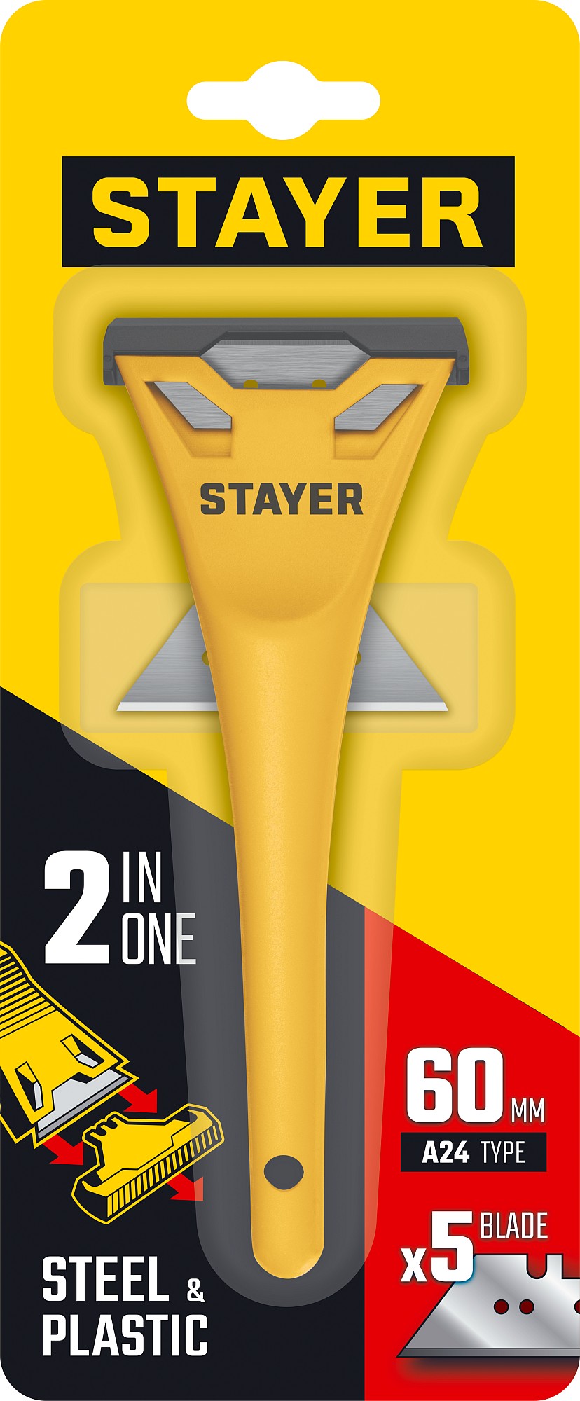 STAYER 60 мм, 5 доп. лезвий, компактный скребок (0851-H6) — фото 6