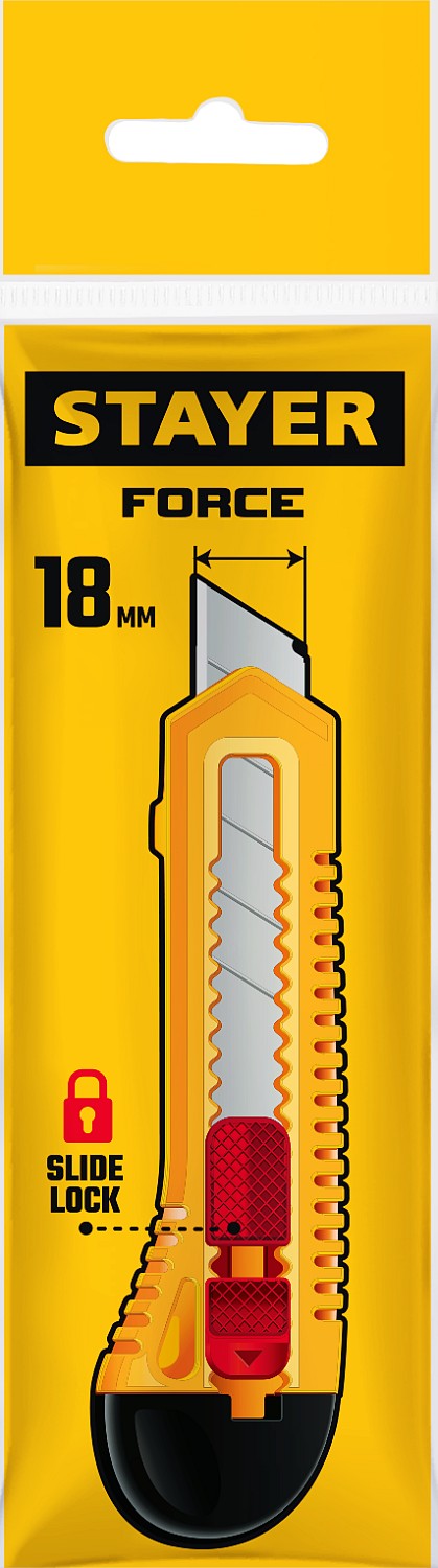STAYER FORCE, 18 мм, нож упрочненный из АБС пластика со сдвижным фиксатором (0911) — фото 5