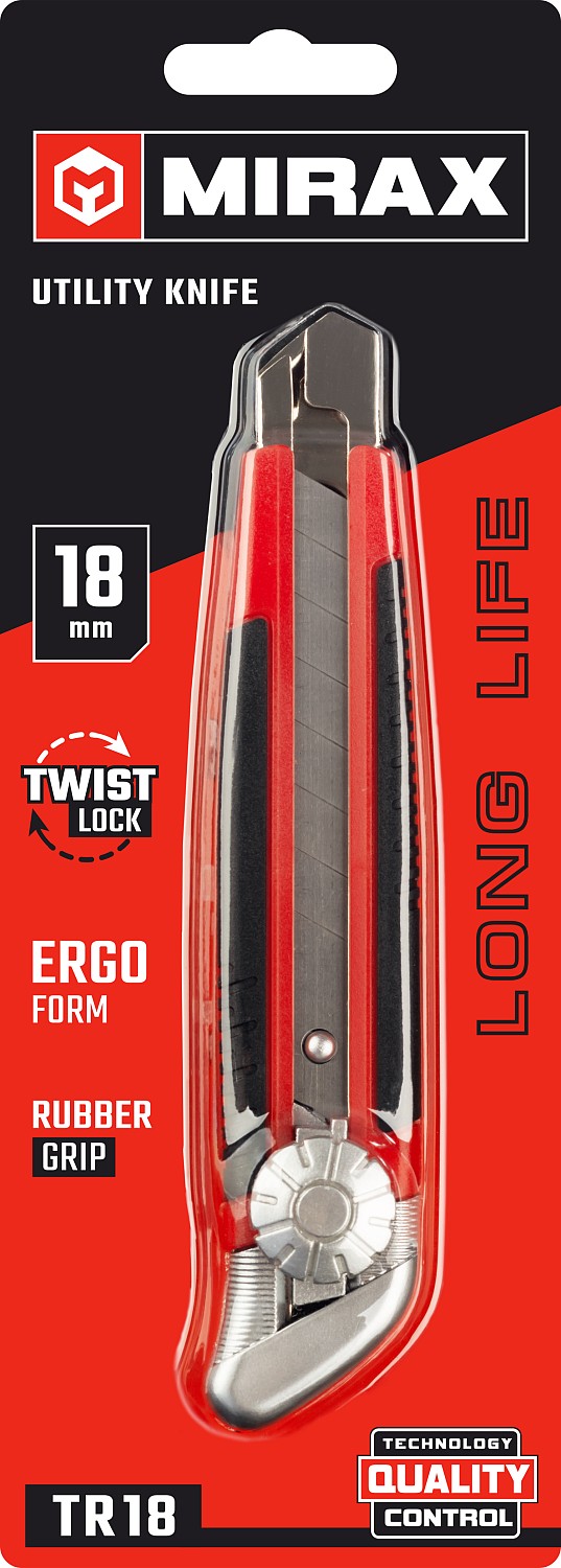 MIRAX 18 мм, нож обрезиненный с винтовым фиксатором (09128) — фото 2