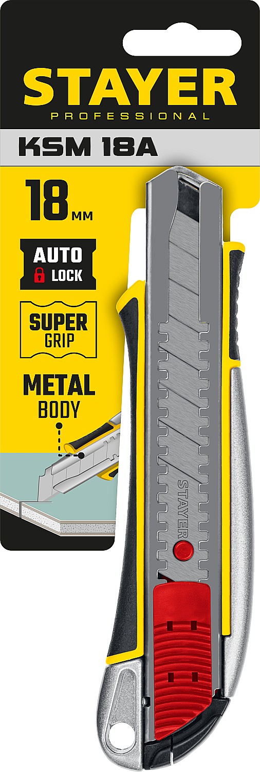 STAYER KSM-18A, 18 мм, металлический нож с автостопом, Professional (09143) — фото 4