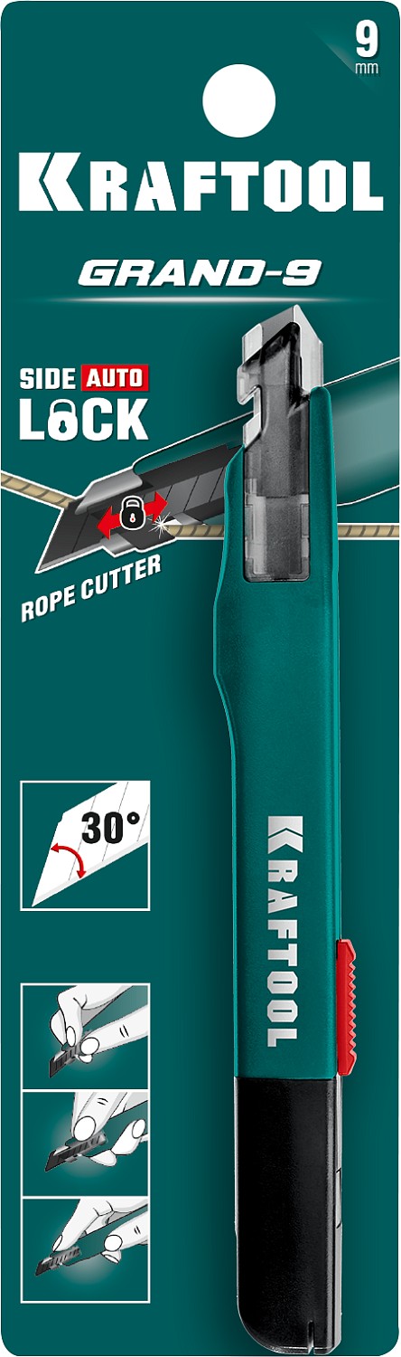 KRAFTOOL GRAND-9, 9 мм, нож для точного реза с автостопом (09192) — фото 4