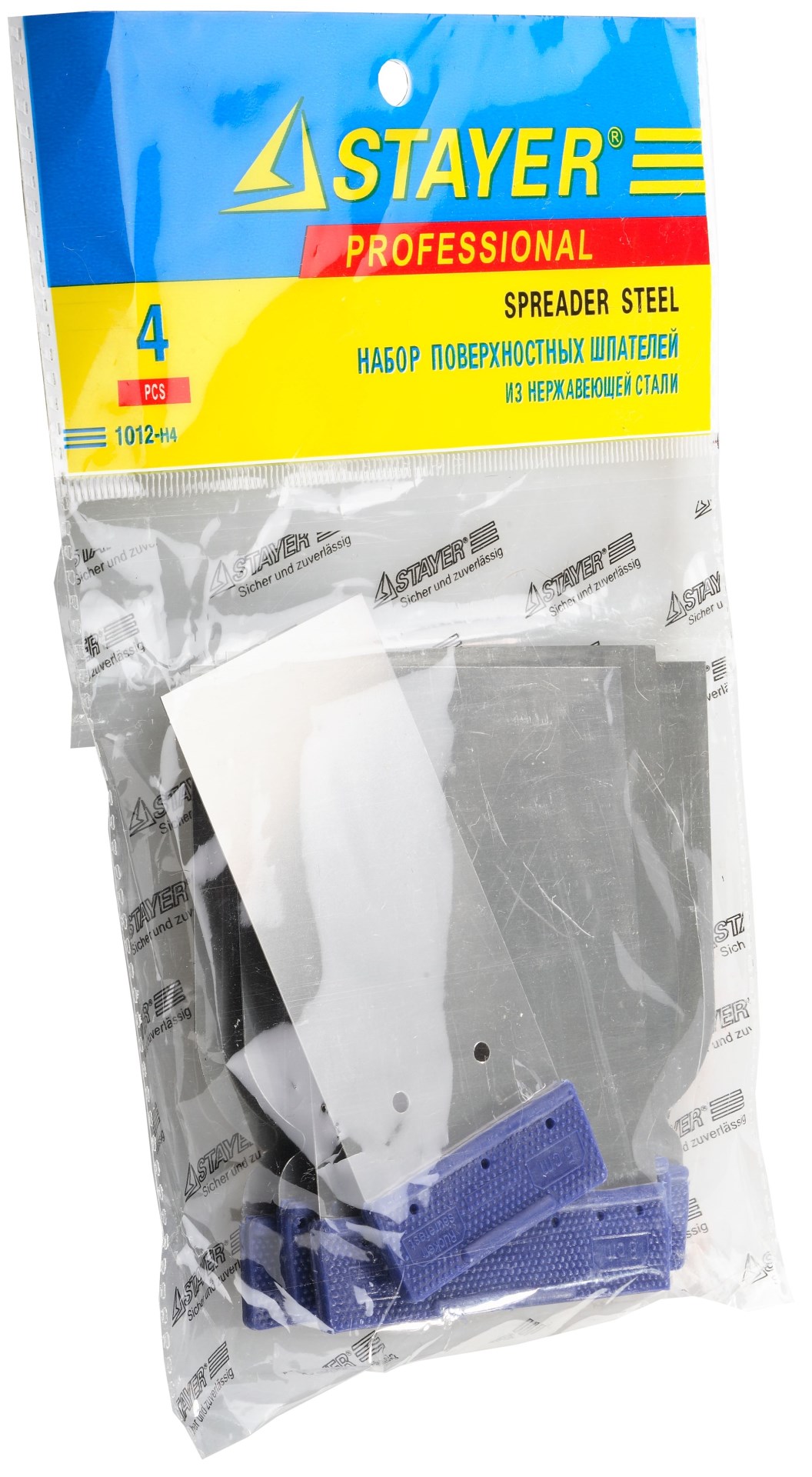 STAYER в наборе, 4 шт: 50, 80, 100, 120 мм, нержавеющие, поверхностные шпатели (1012-H4) — фото 3