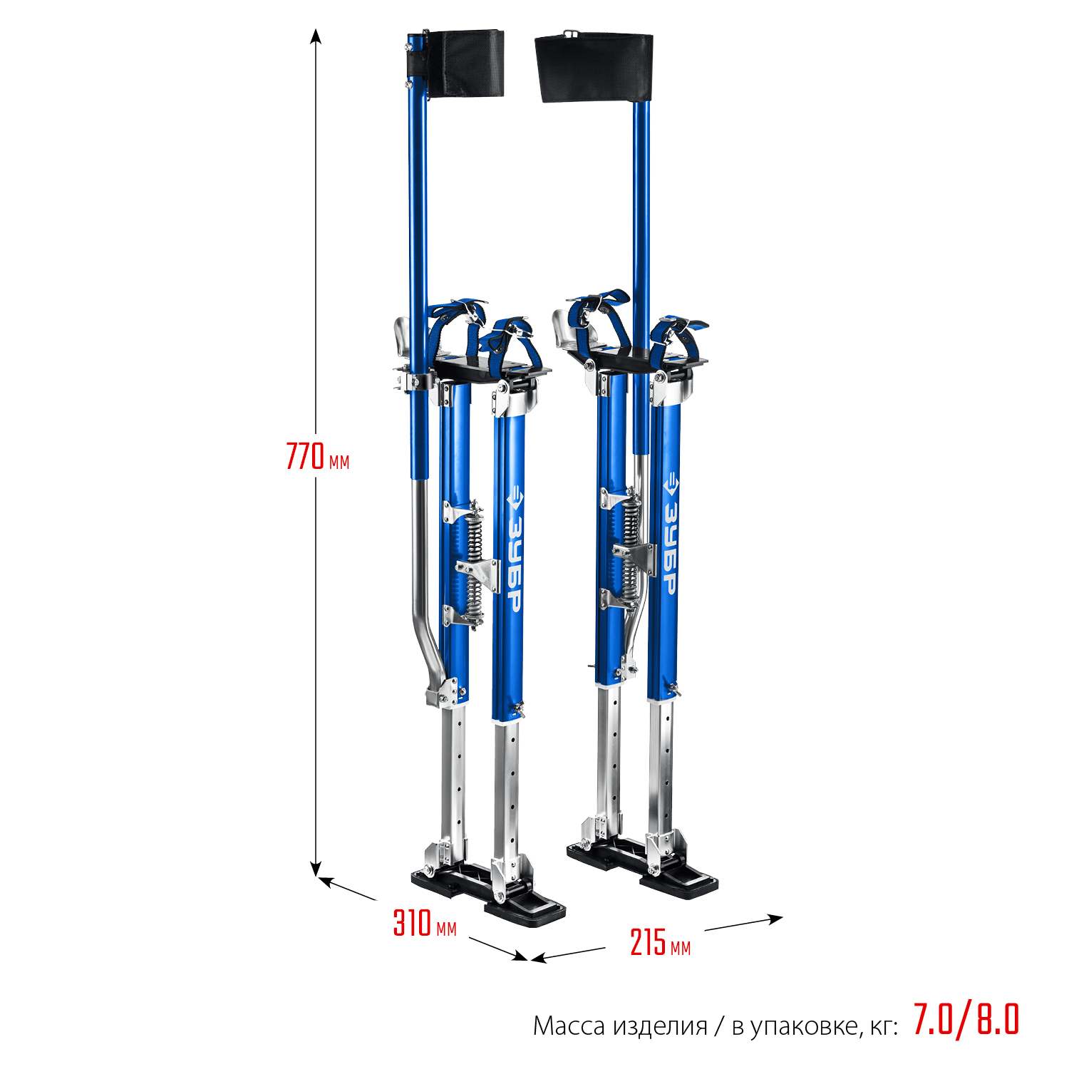 ЗУБР Гулливер, 610 - 1020 мм, строительные ходули, Профессионал (10324) — фото 12