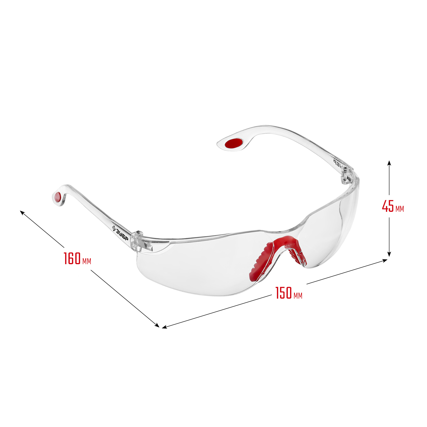 ЗУБР СПЕКТР-3 прозрачные защитные очки, открытые, оптический класс 1 (110315) — фото 5