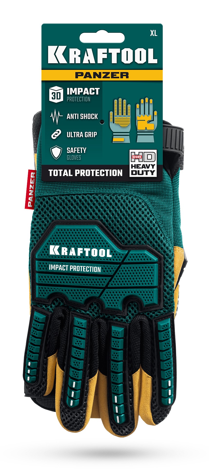 KRAFTOOL PANZER р.L (9), профессиональные комбинированные перчатки, виброзащита, увеличенные противоударные накладки (11298-L) — фото 5