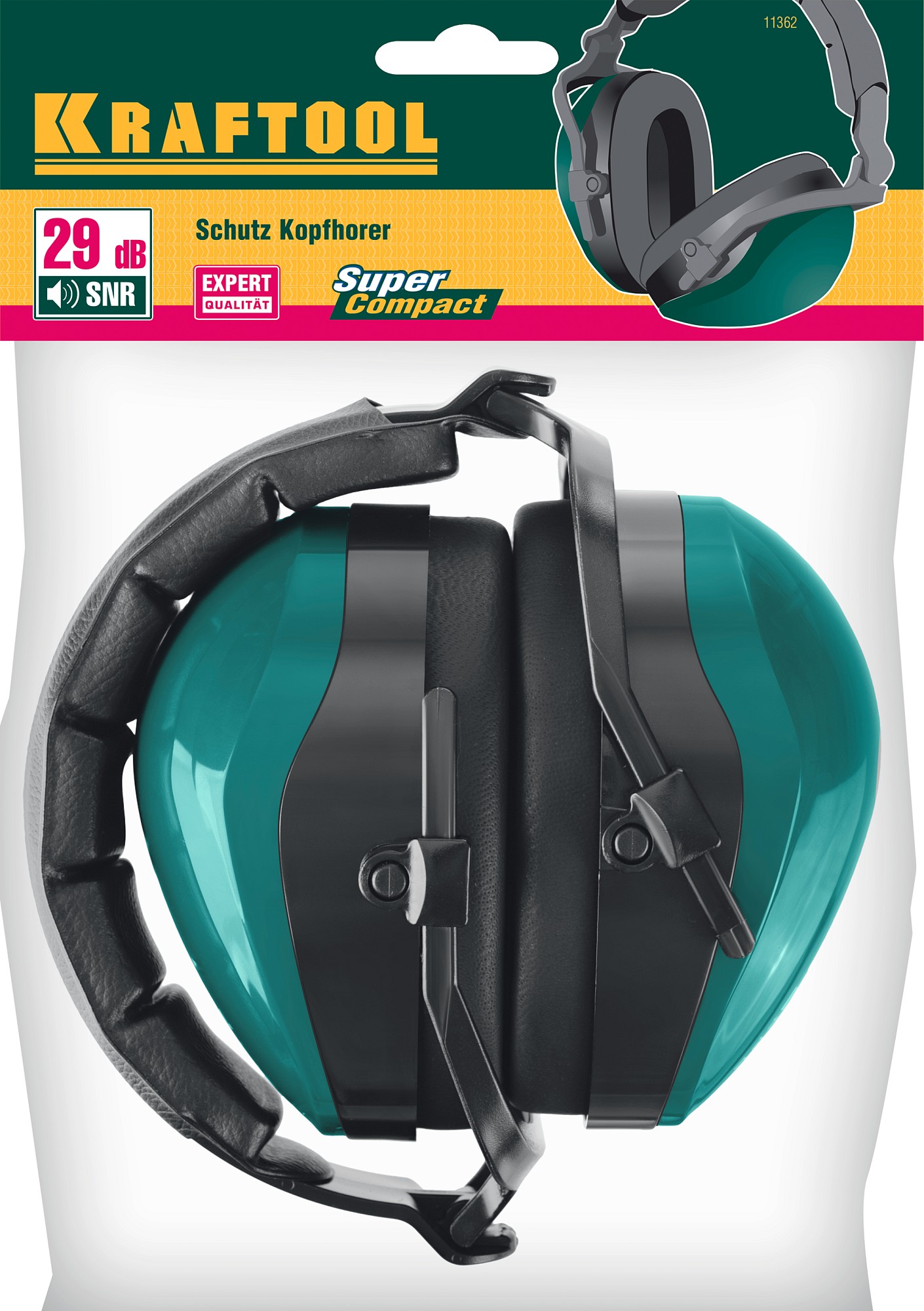 KRAFTOOL PROFI защита до 109 дБ, шарнирное крепление чашек, защитные наушники со складным мягким оголовьем (11362) — фото 4