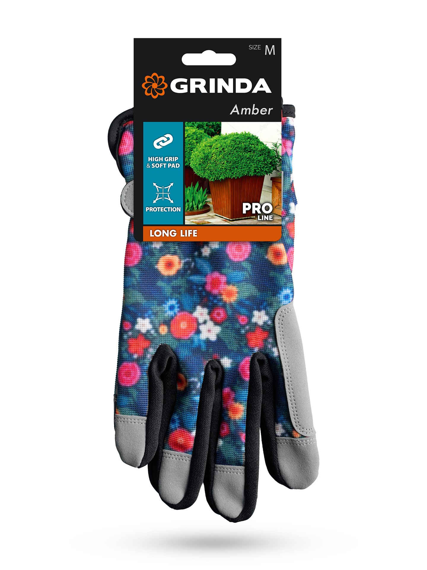 GRINDA AMBER, M (8), садовые перчатки из искусственной кожи с усиленным наладонником и кончиками пальцев, PRO Line (1139-M) — фото 3
