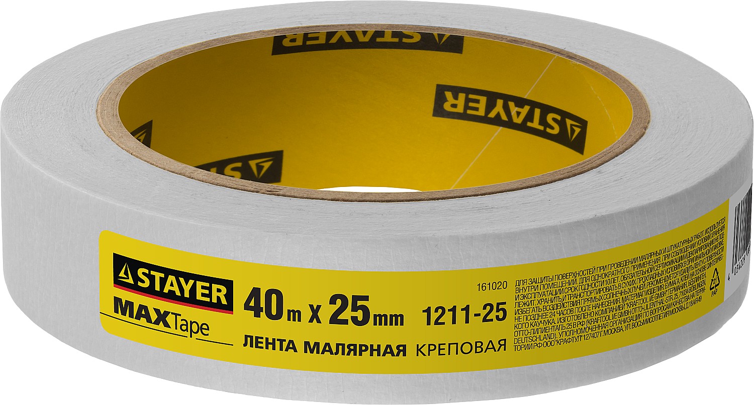 STAYER MAXTape 25 мм х 40 м, креповая, малярная лента, MASTER (1211-25) — фото 3