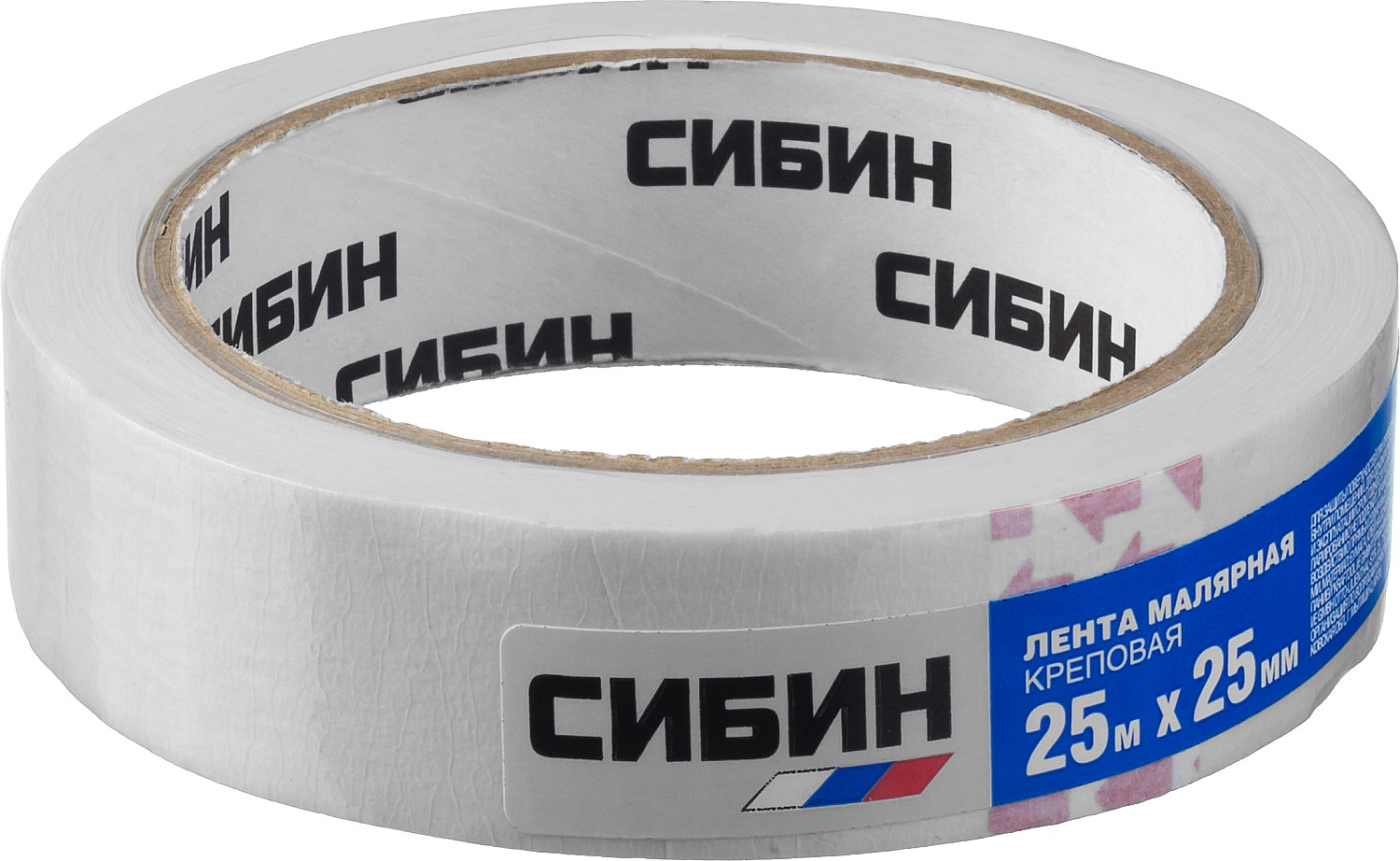 СИБИН 25 мм х 25 м, креповая, малярная лента (12111-25) — фото 2