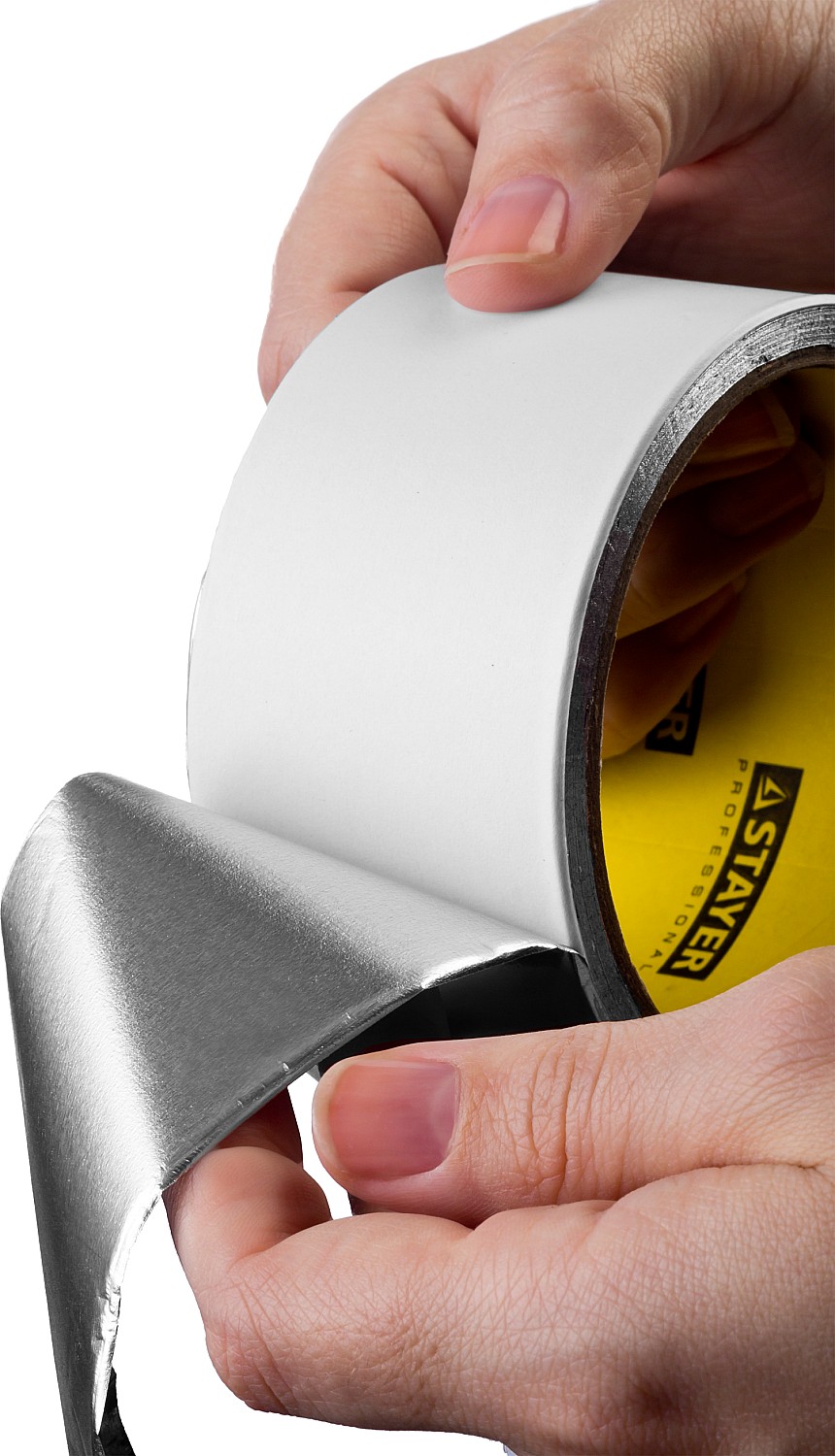 STAYER ProTape, 50 мм, 25 м, до 120 °С, самоклеящаяся алюминиевая лента, Professional (12268-50-25) — фото 2