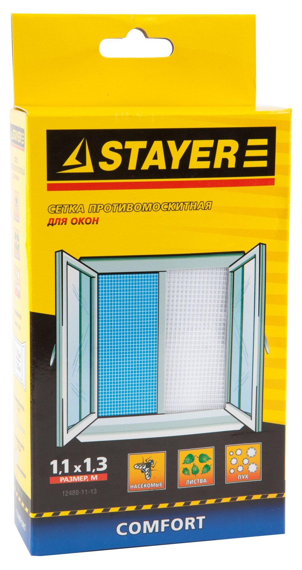 STAYER Comfort, белая, для окон, 1.1 х 1.3 м, с крепежной лентой, противомоскитная сетка (12480-11-13) — фото 2
