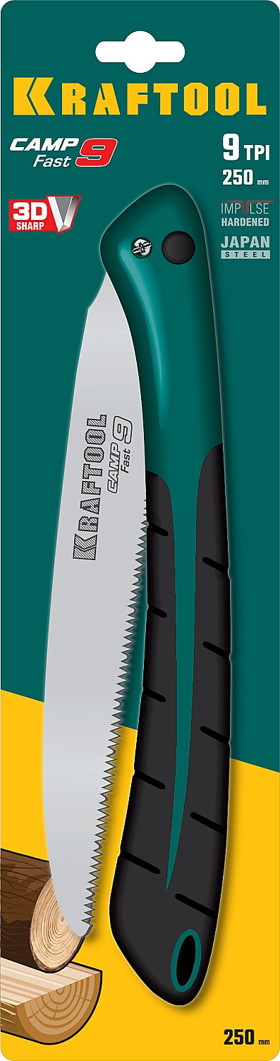 KRAFTOOL Camp Fast 9, 250 мм, ножовка для быстрого реза сырой древесины (15218) — фото 6