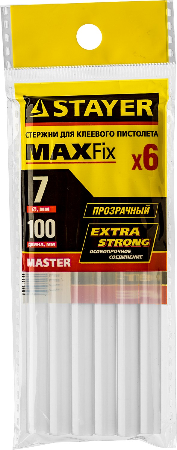 STAYER Cristal, 7 х 100 мм, 6 шт, прозрачные, универсальные клеевые стержни Professional (2-06817-T-S06) — фото 2