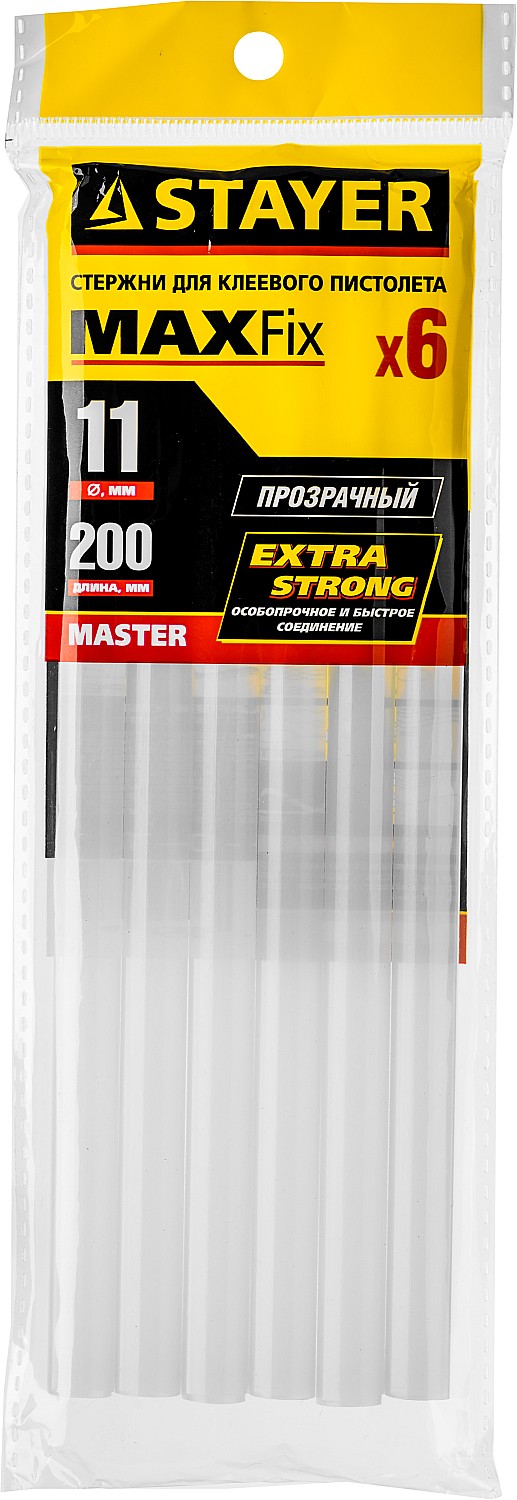 STAYER Universal, 11 х 200 мм, 6 шт, прозрачные, универсальные клеевые стержни, Professional (2-06821-T-S06) — фото 2