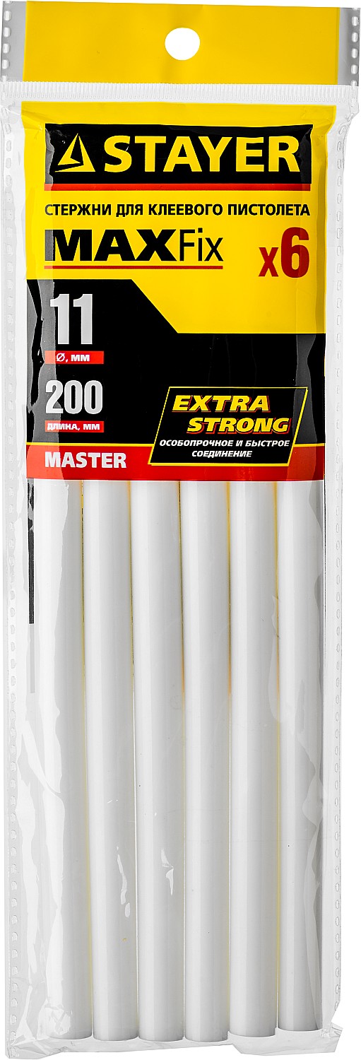 STAYER White, белые, 11 х 200 мм, 6 шт, клеевые стержни, Professional (2-06821-W-S06) — фото 2